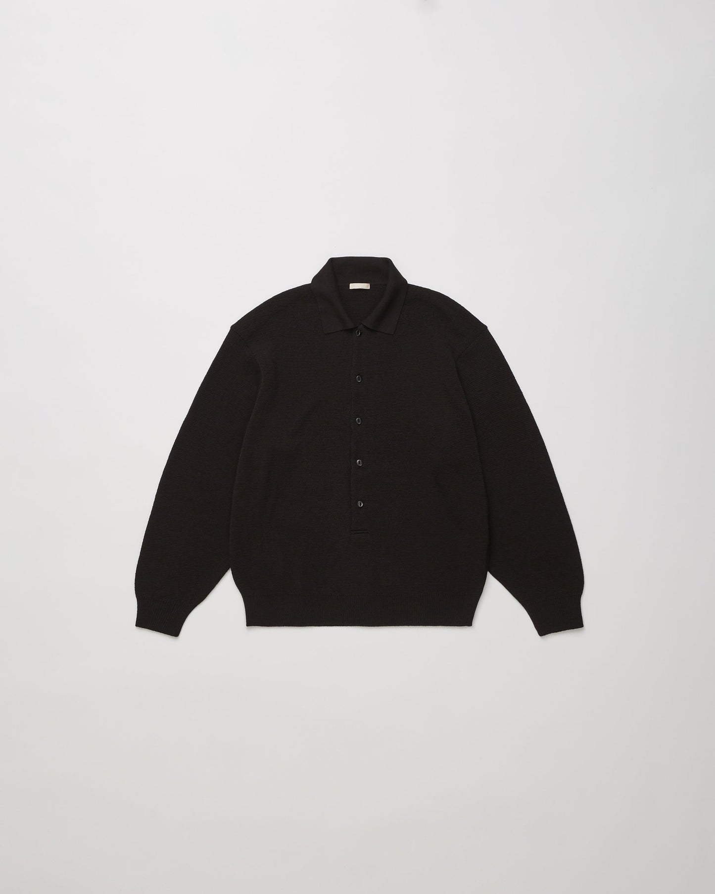 ulterior / SUPER SOFT LOOSE MILANO RIB KNIT POLO "BLACK"