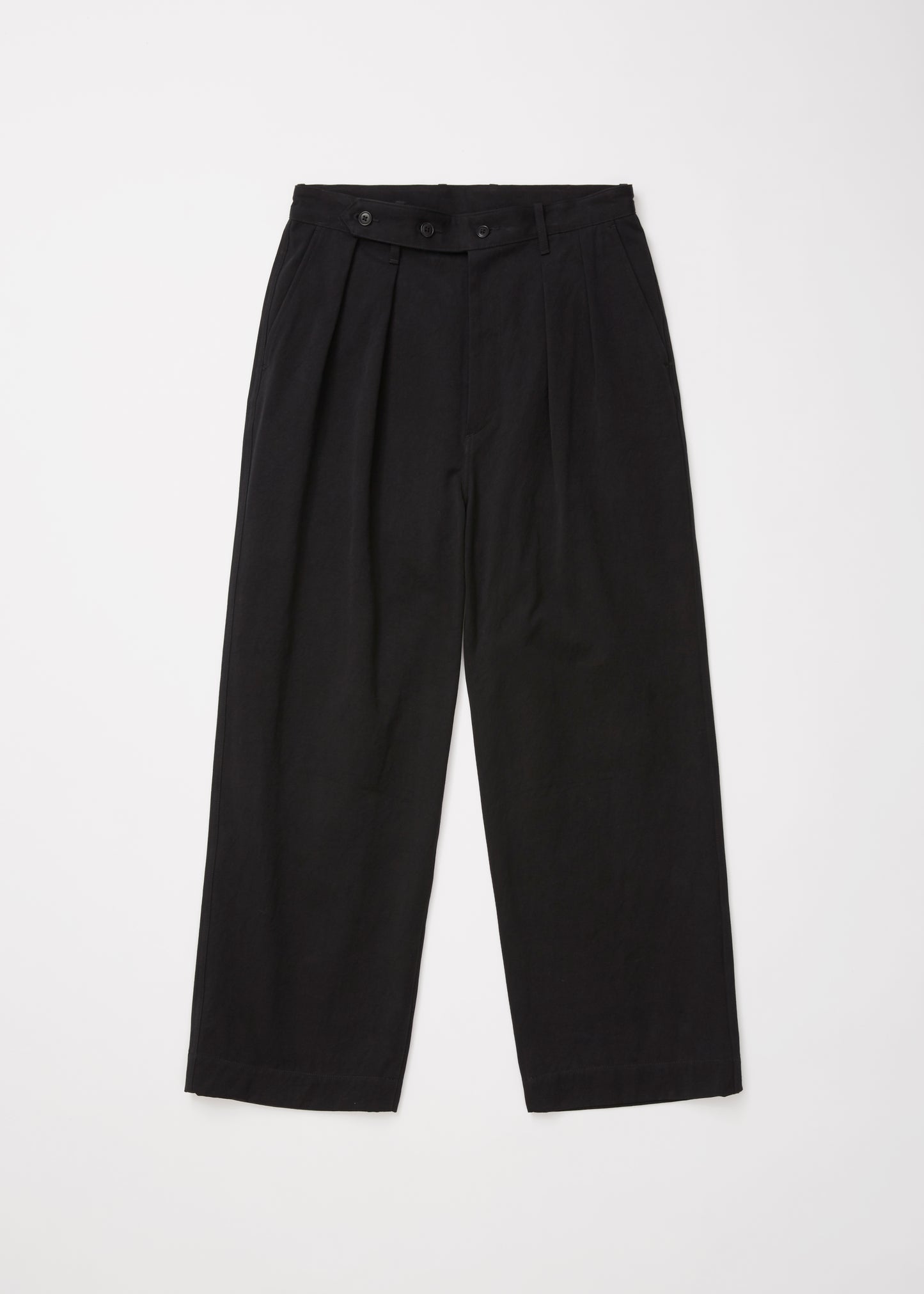 ulterior / WASHED BIZEN GABARDINE TUCKED PANTS "black"