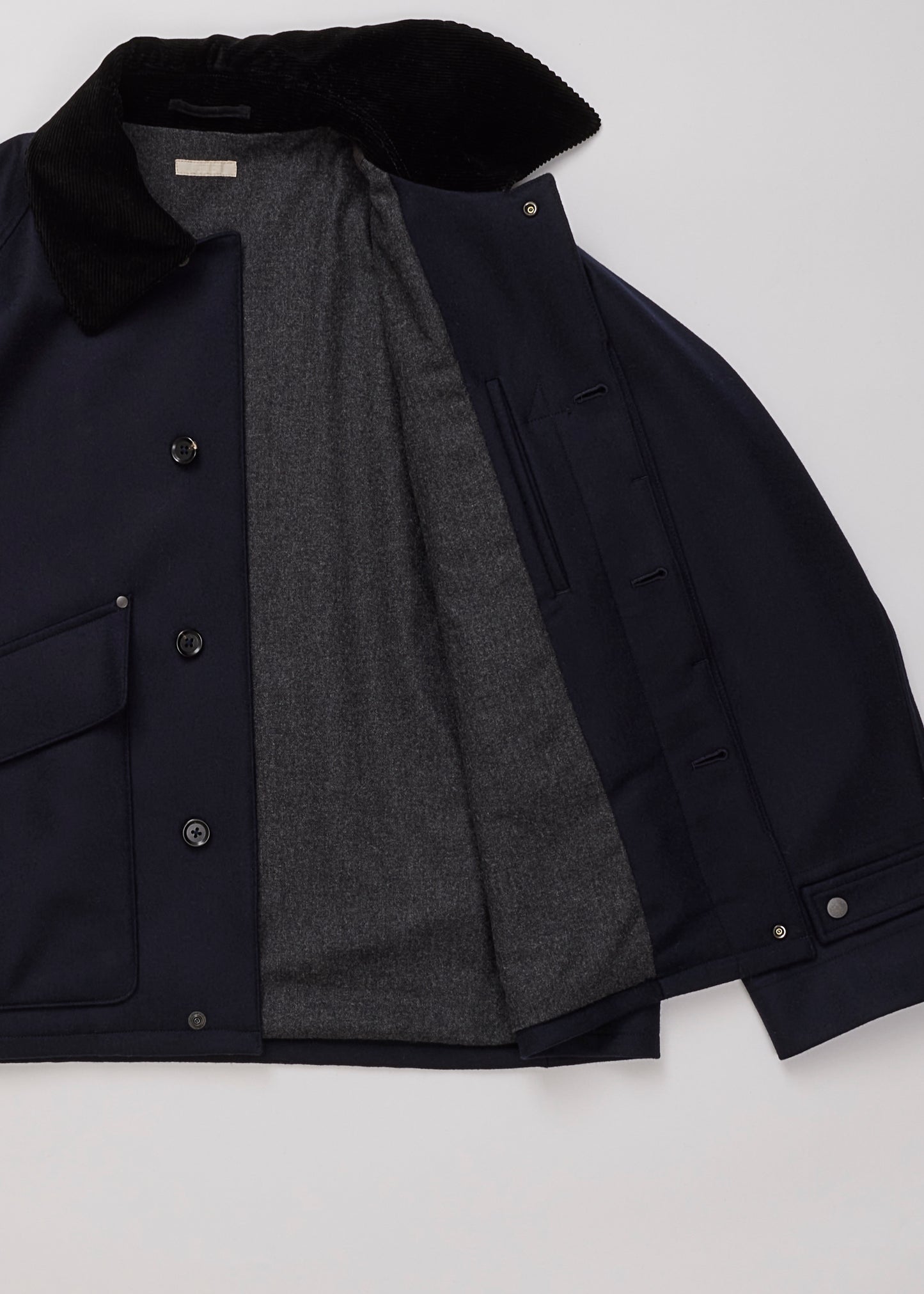 ULTERIOR/SUPER FINE WOOL LIGHT MELTON SHORT BLOUSON ”NAVY”
