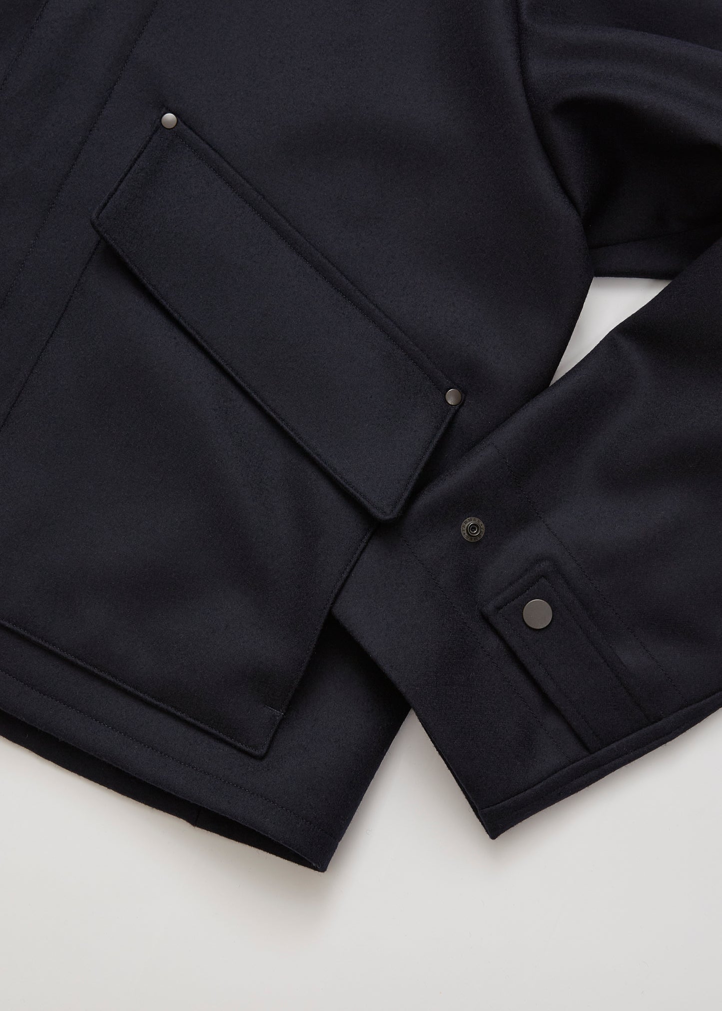 ULTERIOR/SUPER FINE WOOL LIGHT MELTON SHORT BLOUSON ”NAVY”