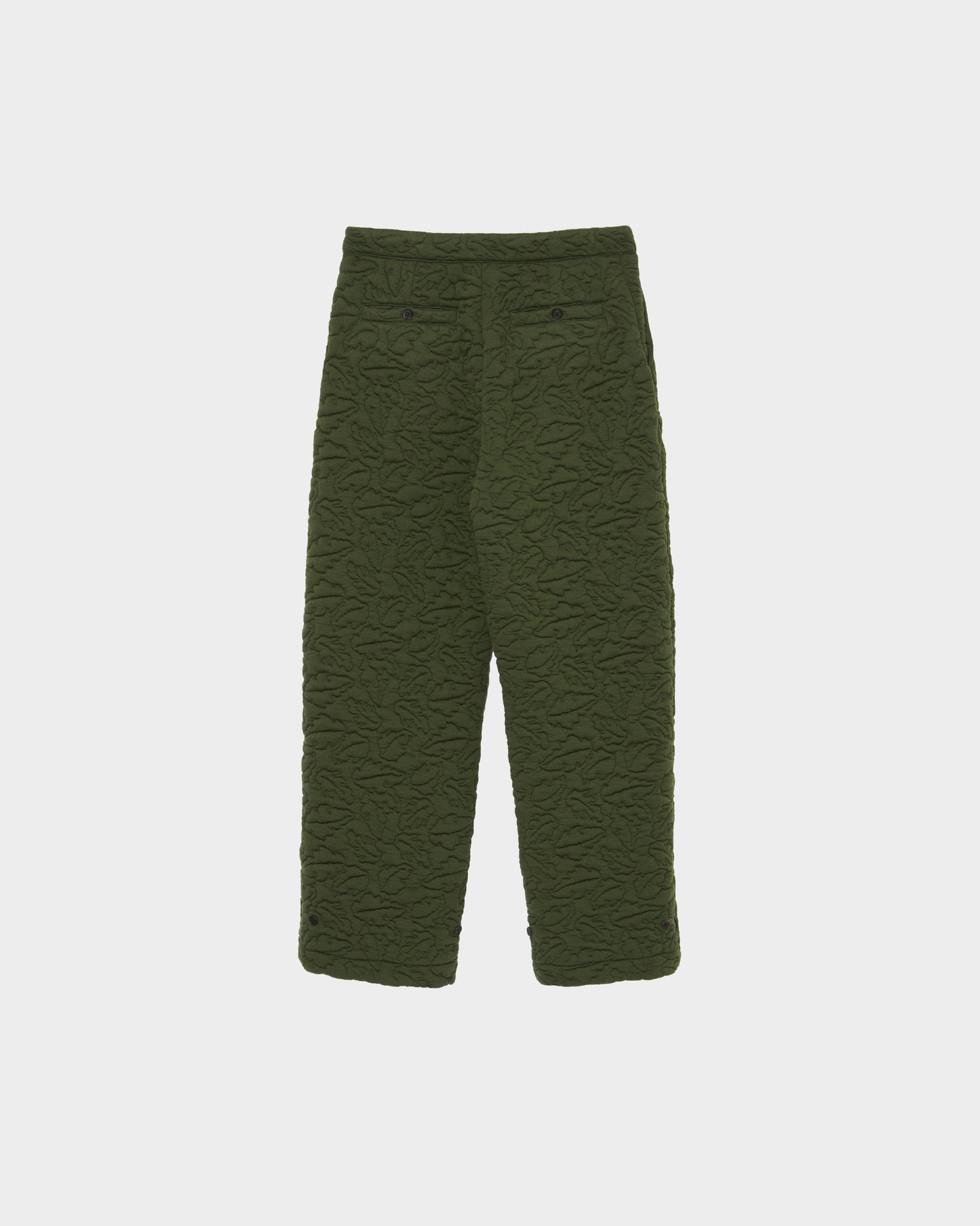 MATSUFUJI/Leaves Quilted Jacquard Trousers "OLIVE"