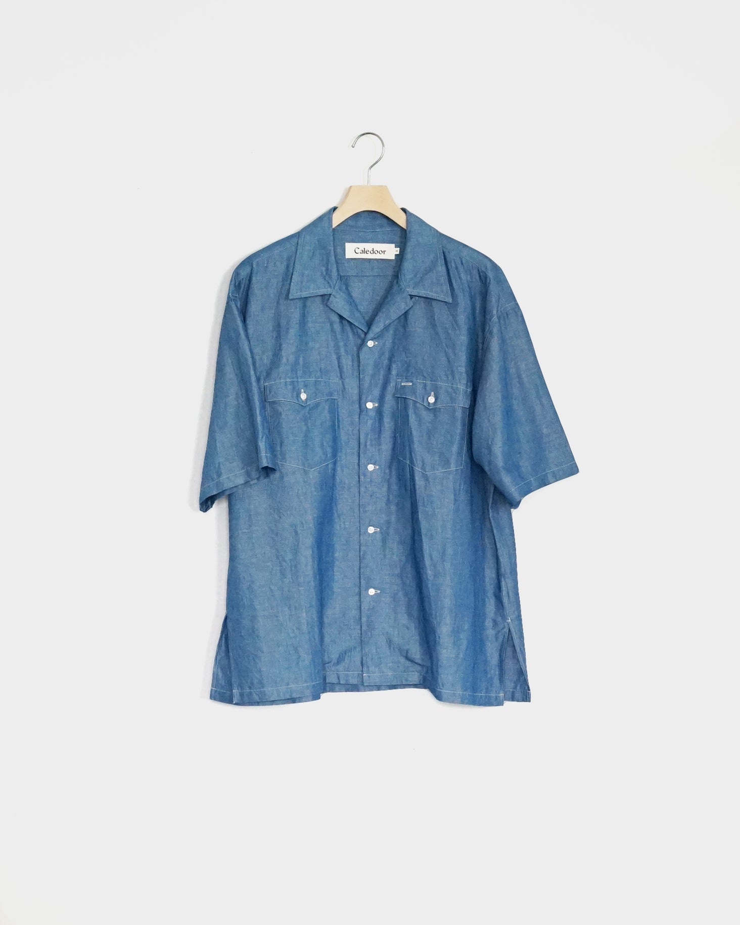 Caledoor / cotton Linen Open Collar Shirt