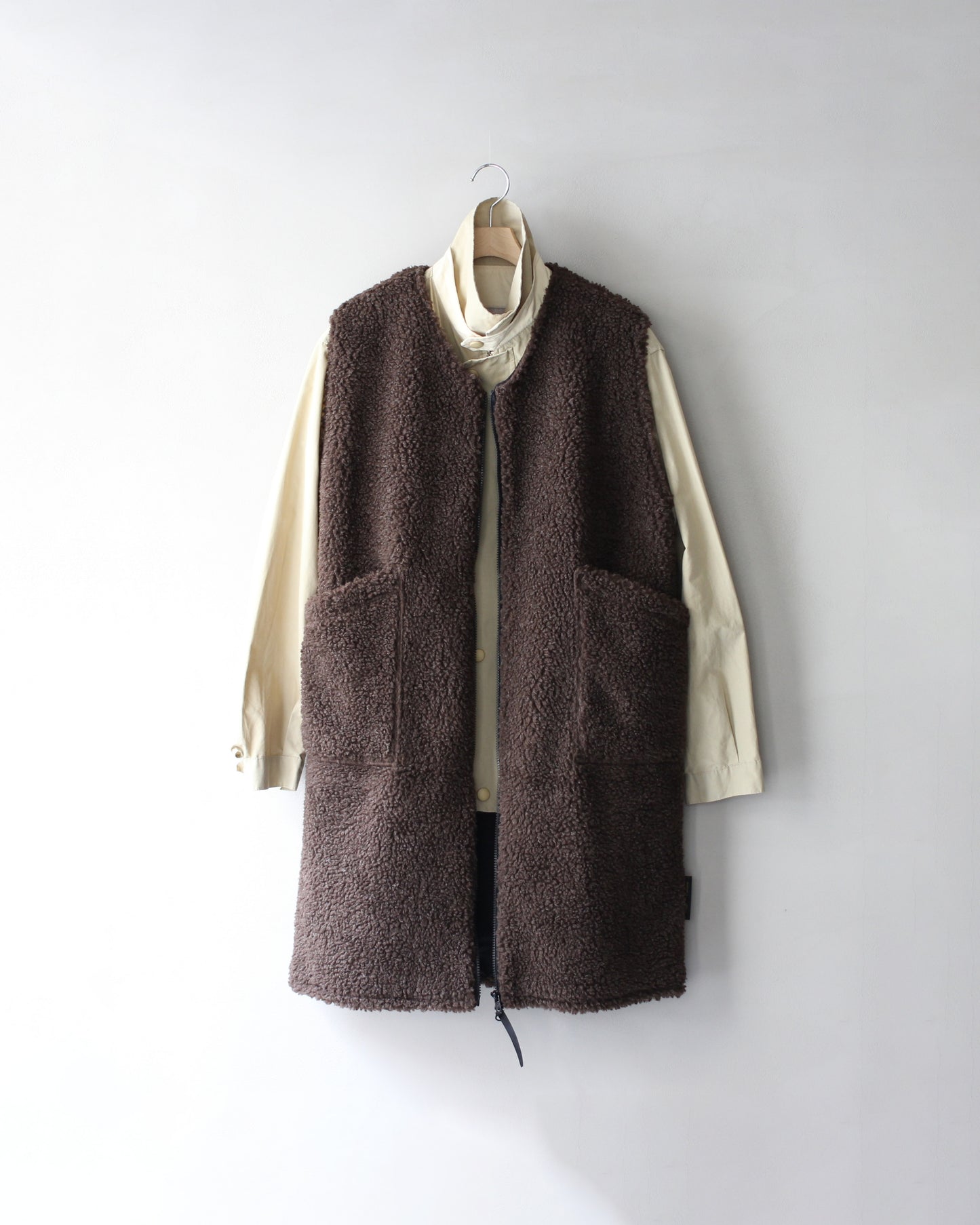 FARFIELD (ファーフィールド) / LONG VEST "DK,Brown Fleck"