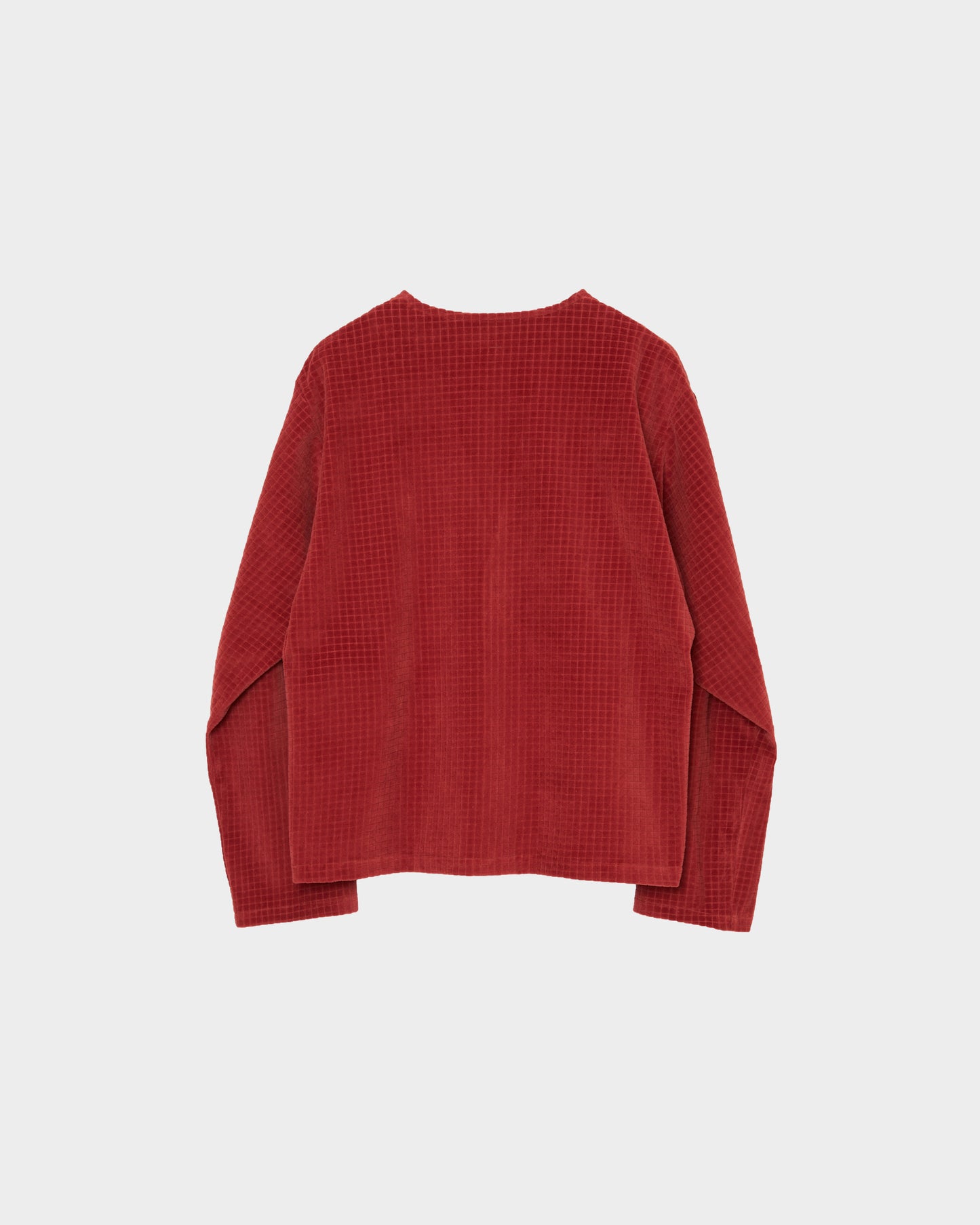 MATSUFUJI / Velor Block Check Jacquard Cardigan "RED"