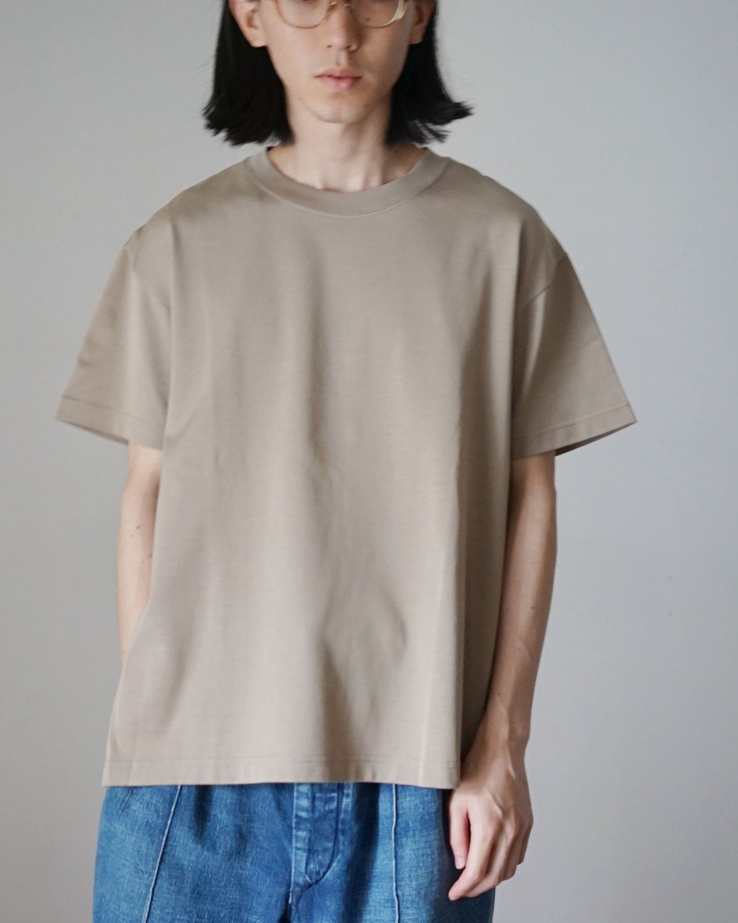 roundabout / slit Tshirts "BEIGE"