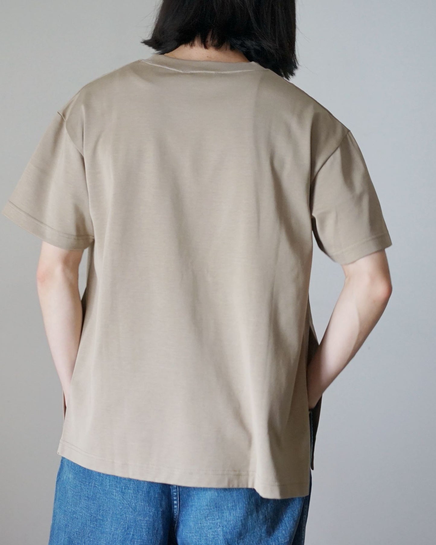 roundabout / slit Tshirts "BEIGE"