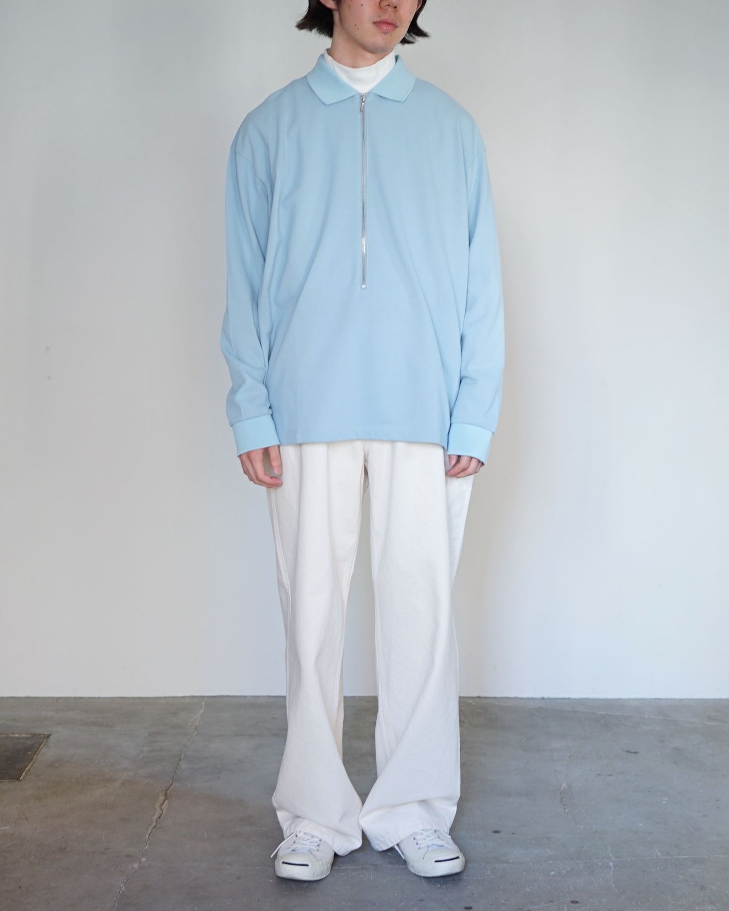 REVERBERATE/ZIP LONG SLEEVE POLO "BLUE"
