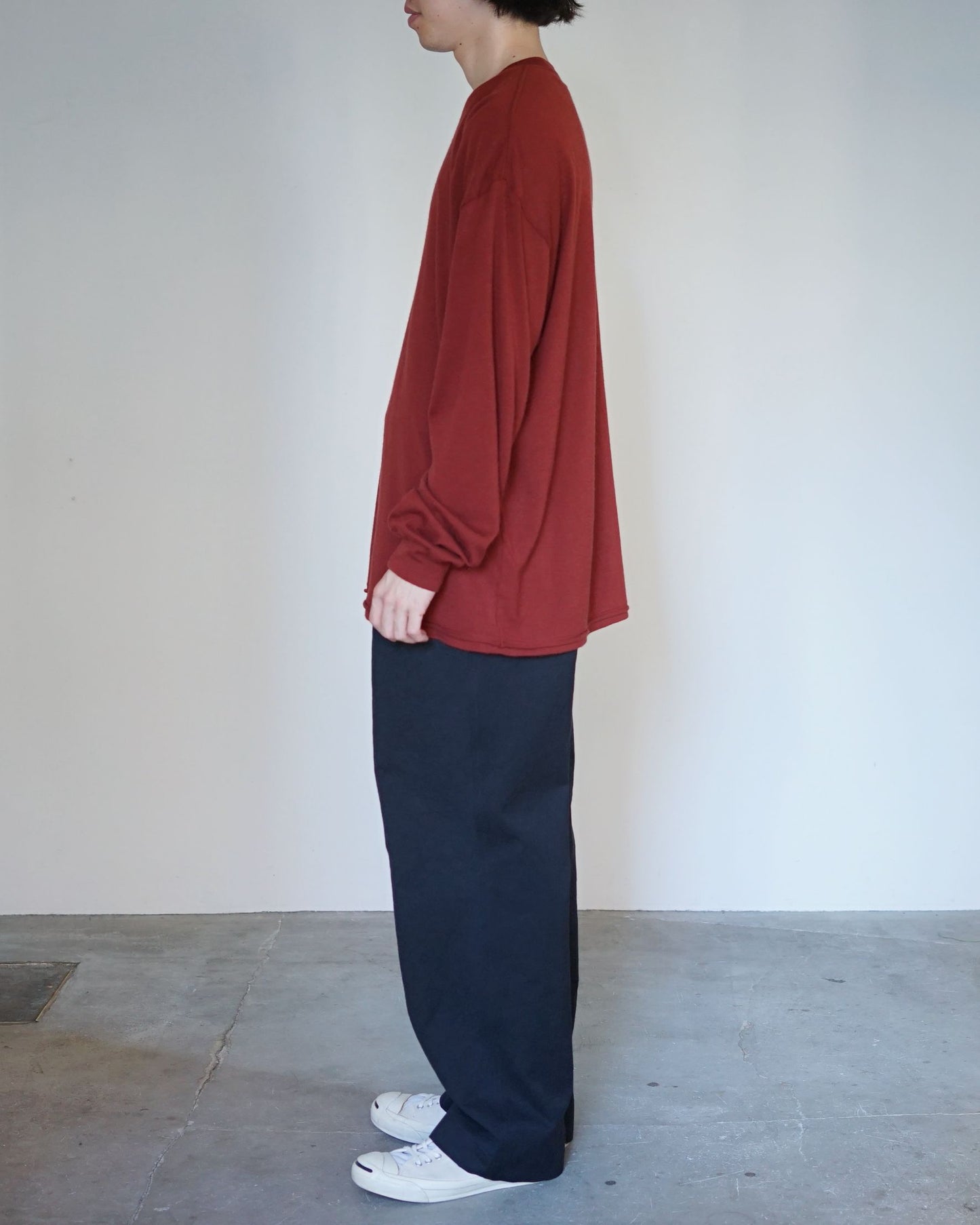 ulterior / SUPER FINE WOOL COTTON L/S "RED WOOD"