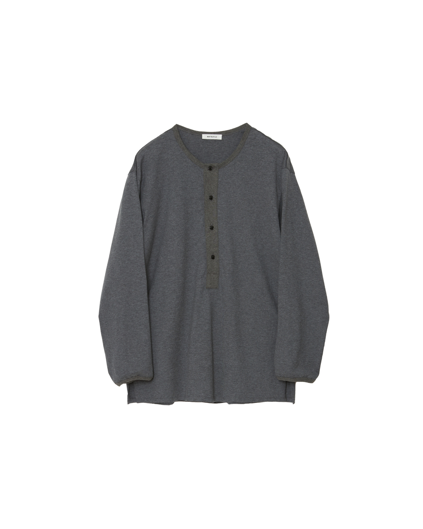 MATSUFUJI/Henley Neck Long Sleeve Shirt "CHARCOAL"
