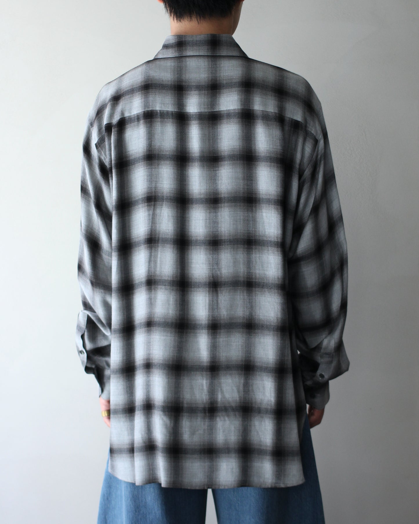 ssstein/RAYON/LYOCELL CHECK OVERSIZED DOWN PAT SHIRT "BLACK OMBRE"