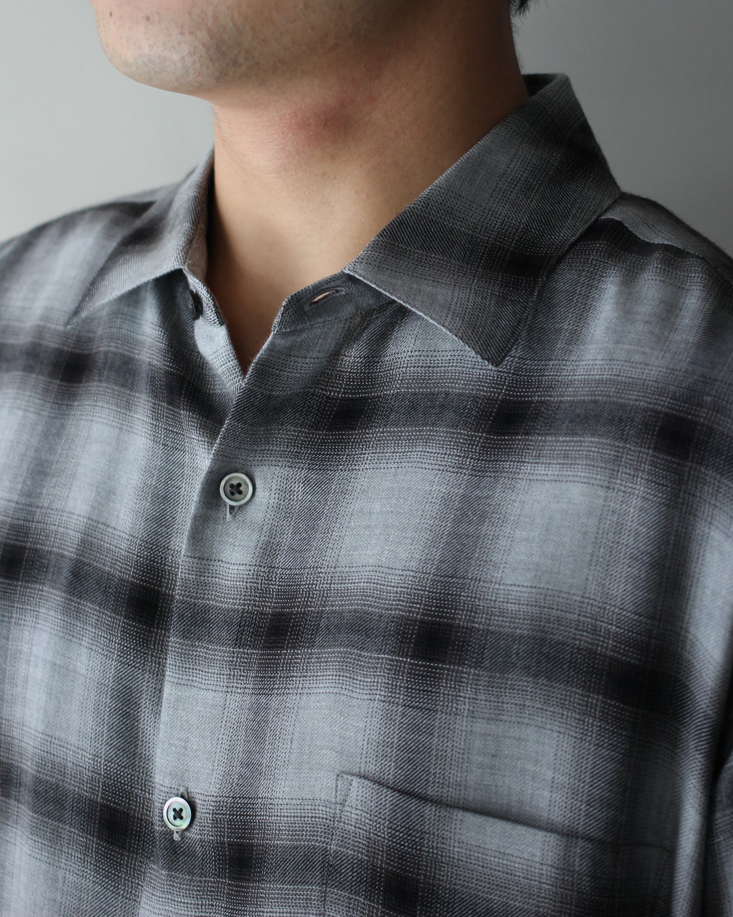 ssstein/RAYON/LYOCELL CHECK OVERSIZED DOWN PAT SHIRT "BLACK OMBRE"