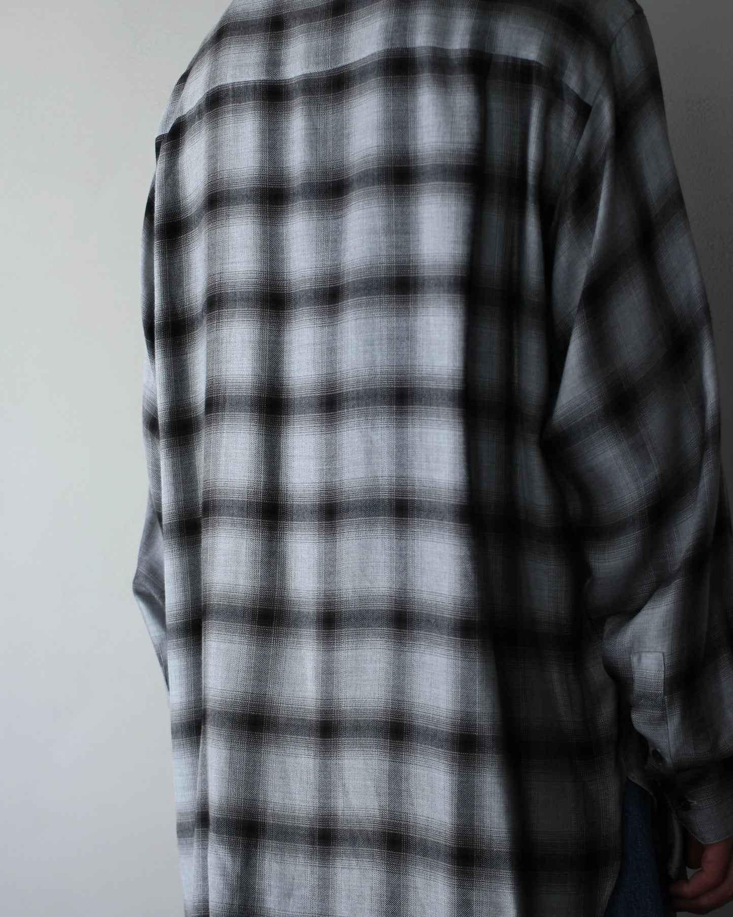 ssstein/RAYON/LYOCELL CHECK OVERSIZED DOWN PAT SHIRT "BLACK OMBRE"
