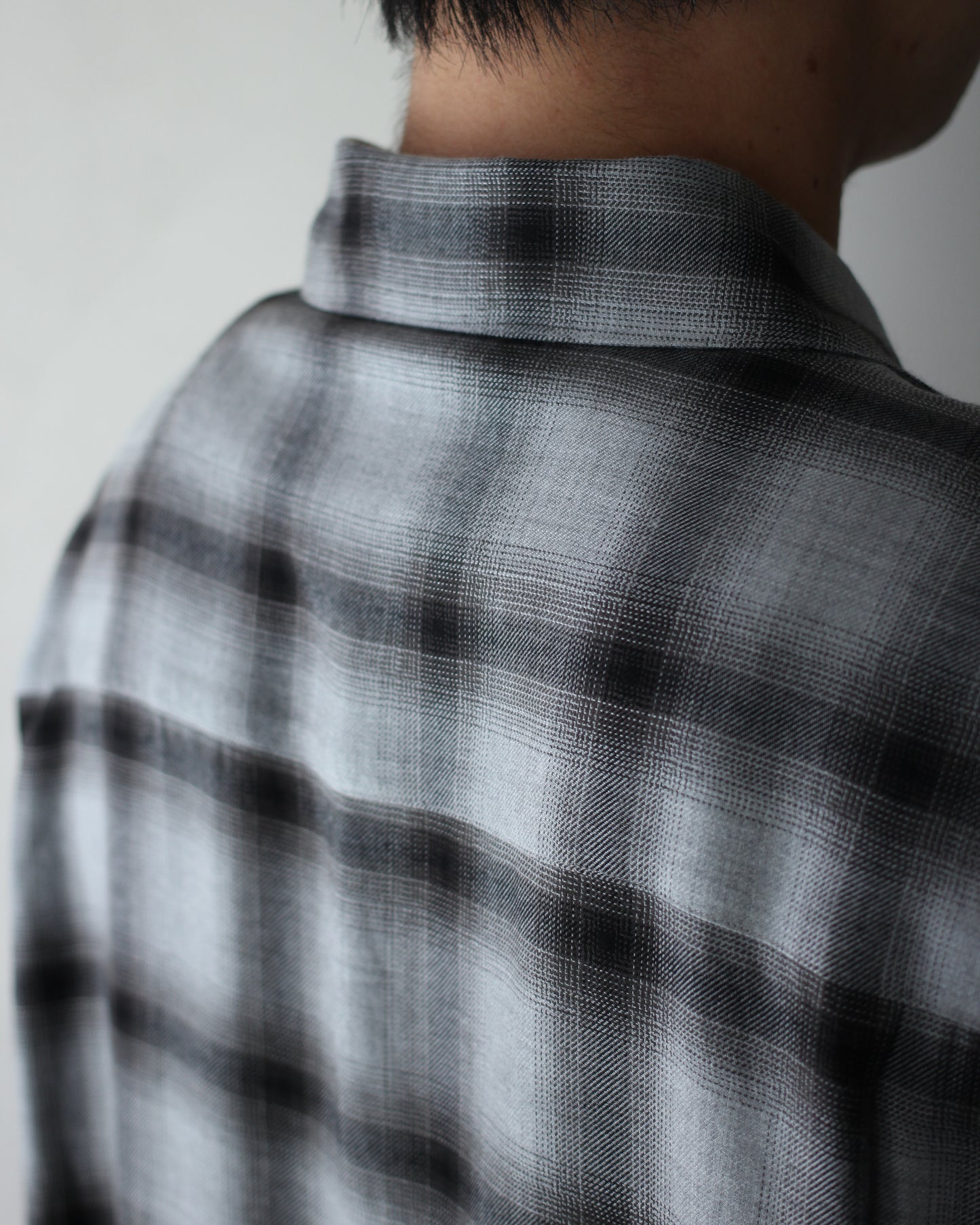 ssstein/RAYON/LYOCELL CHECK OVERSIZED DOWN PAT SHIRT "BLACK OMBRE"