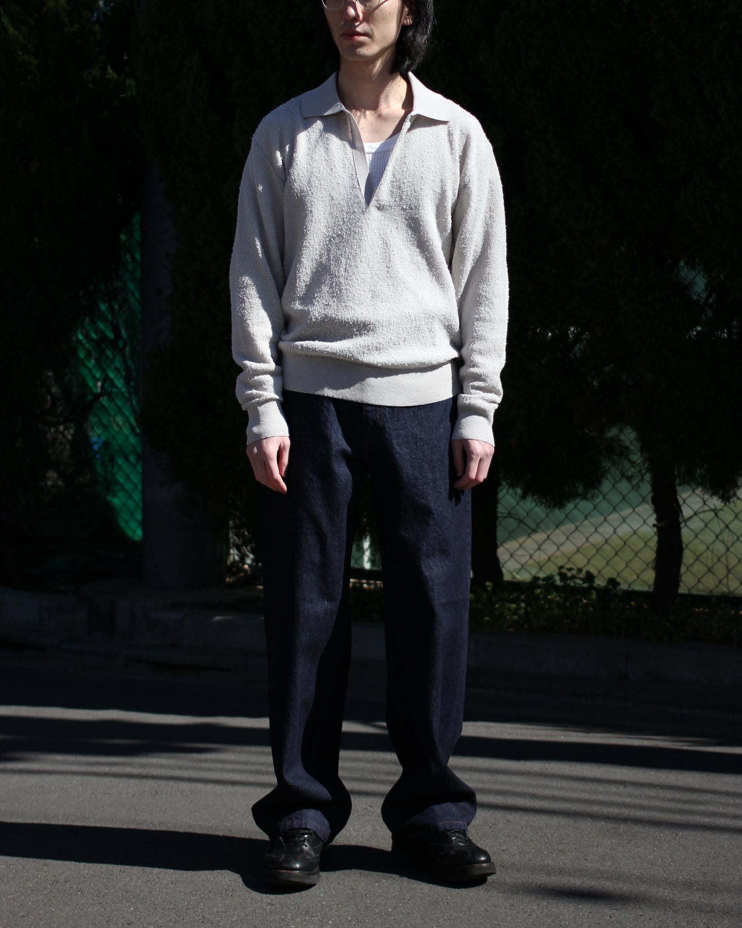 ssstein/SHEER LIGHT KNIT SKIPPER LS "PALE GREY"