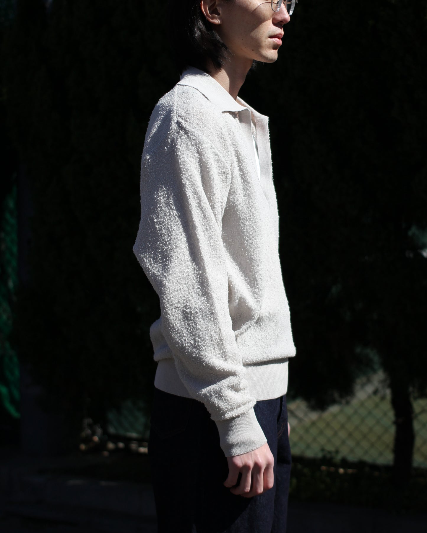ssstein/SHEER LIGHT KNIT SKIPPER LS "PALE GREY"