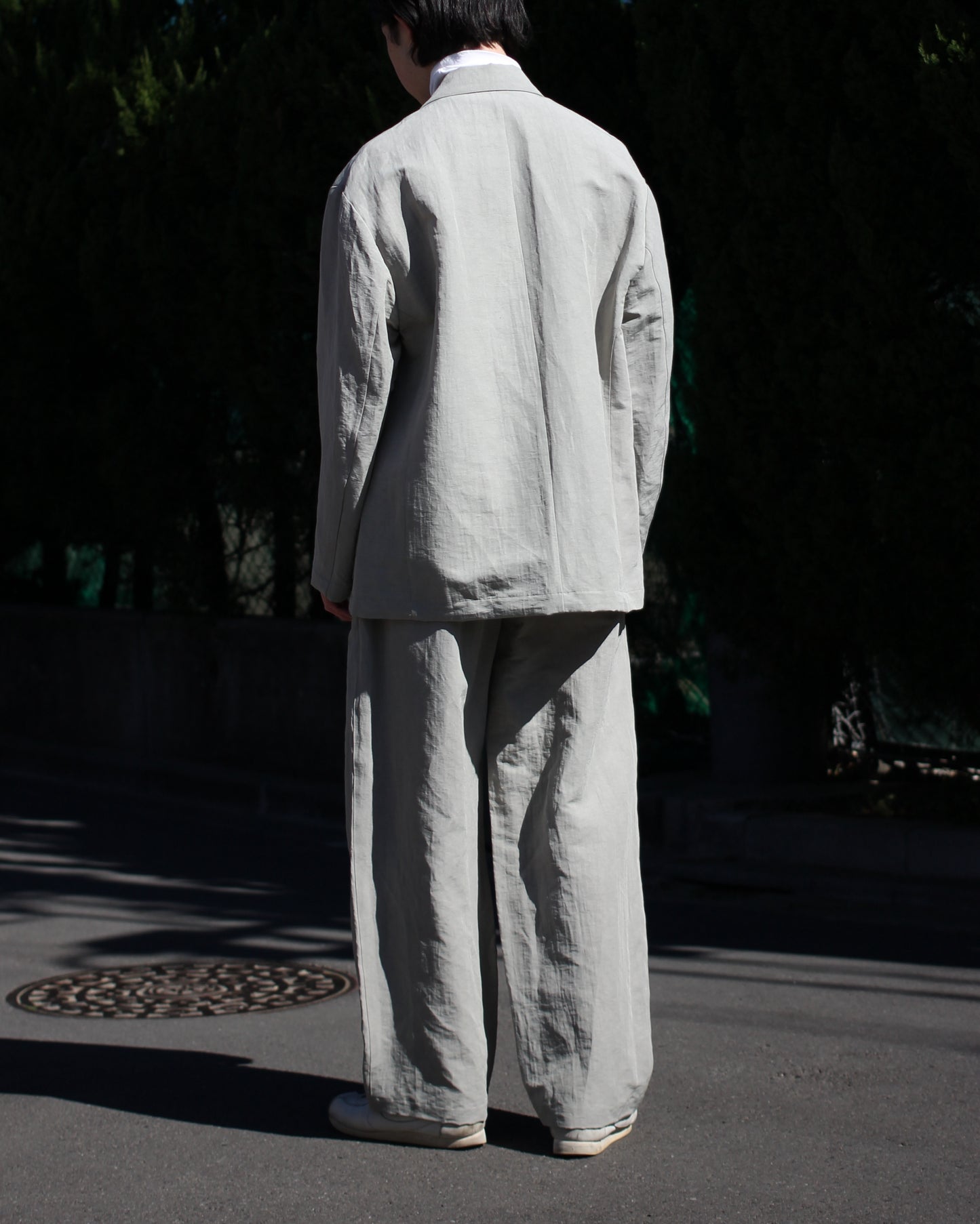 ssstein/LI/NY POPLIN WIDE EASY TROUSERS "BEIGE GREY"