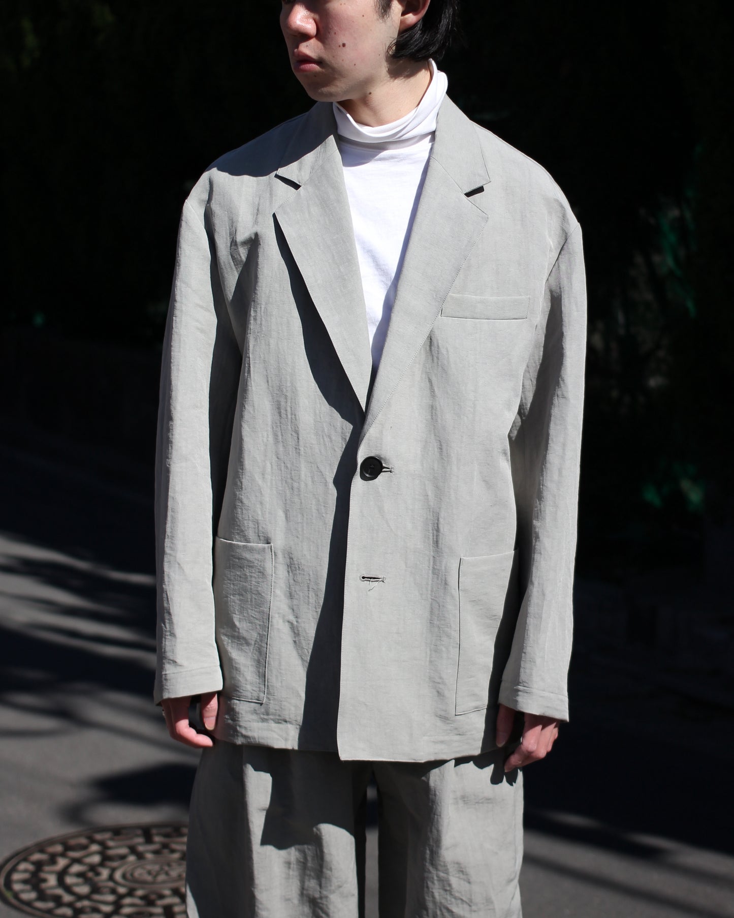 ssstein/LI/NY POPLIN SINGLE BREASTED JACKET "BEIGE GREY"