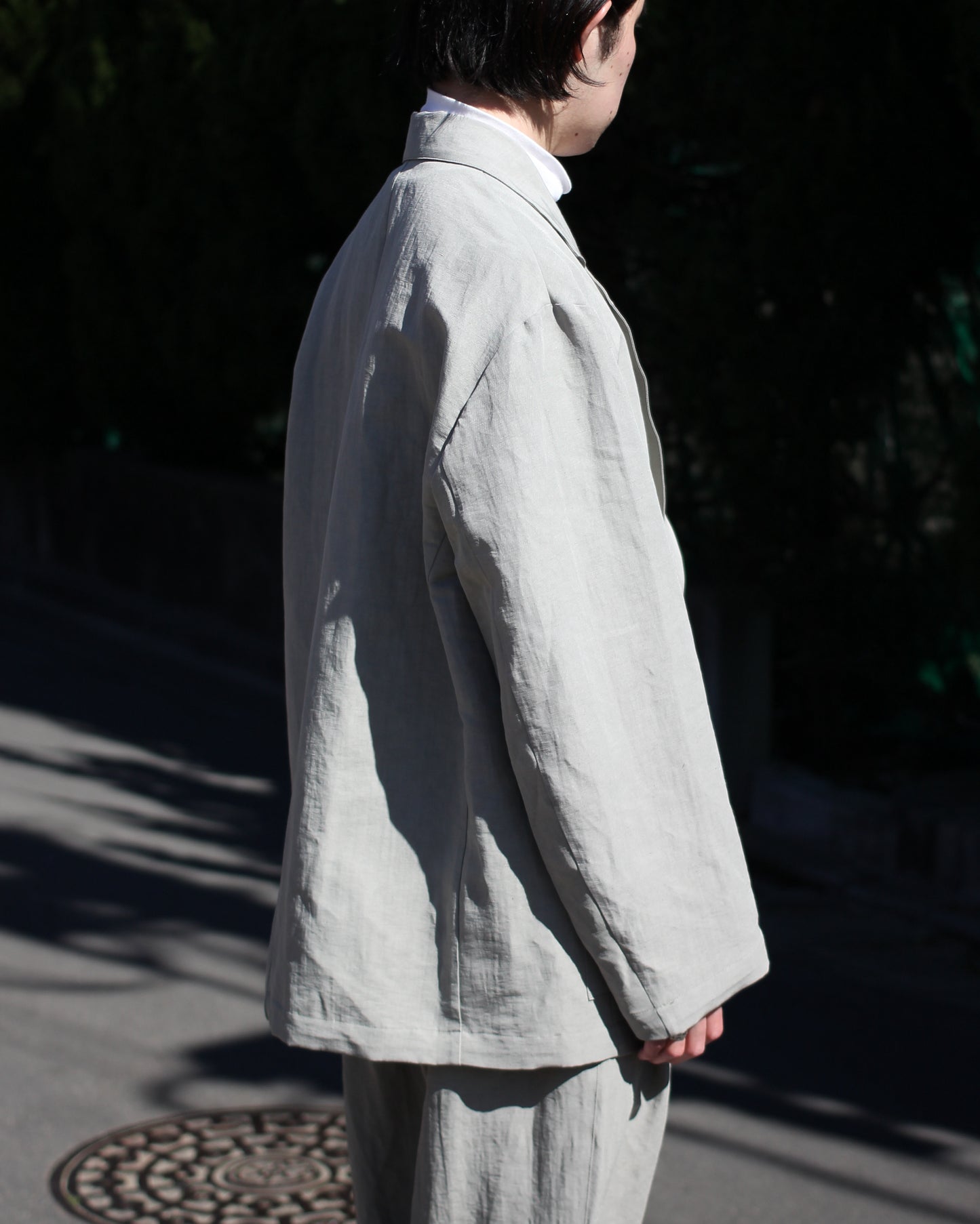 ssstein/LI/NY POPLIN SINGLE BREASTED JACKET "BEIGE GREY"