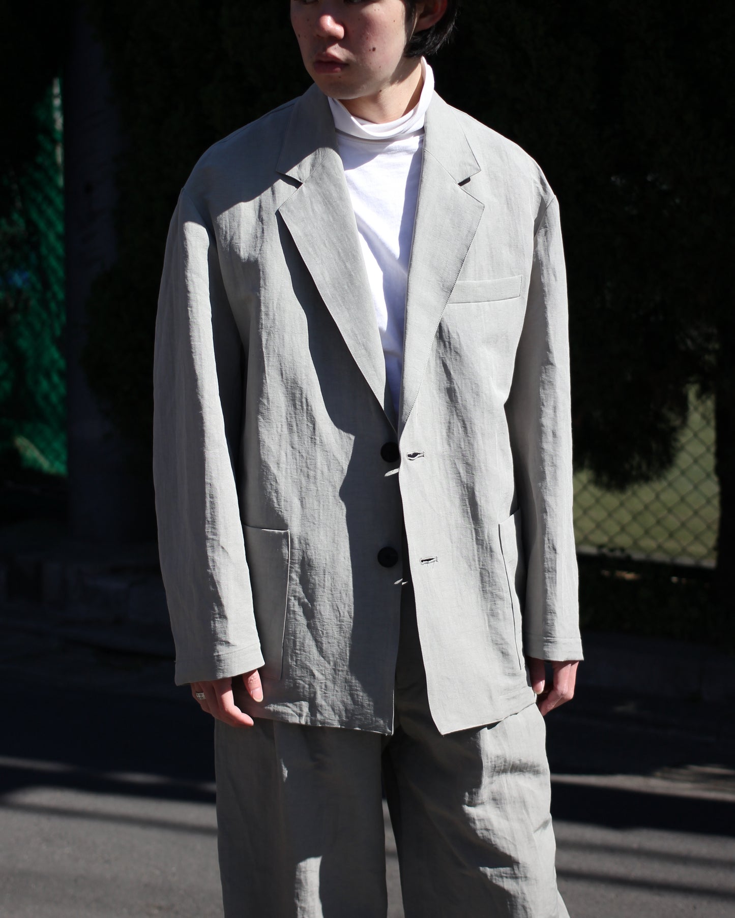 ssstein/LI/NY POPLIN SINGLE BREASTED JACKET "BEIGE GREY"
