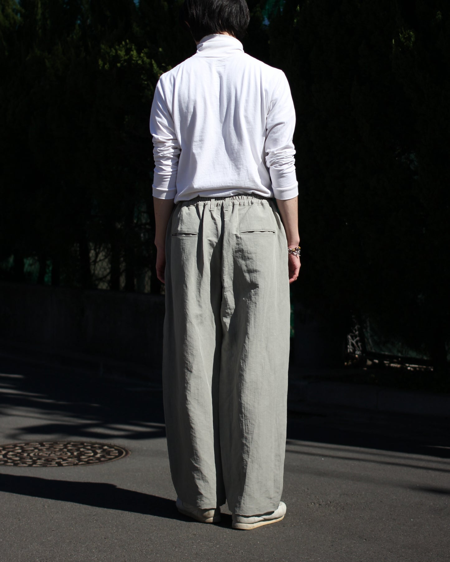 ssstein/LI/NY POPLIN WIDE EASY TROUSERS "BEIGE GREY"