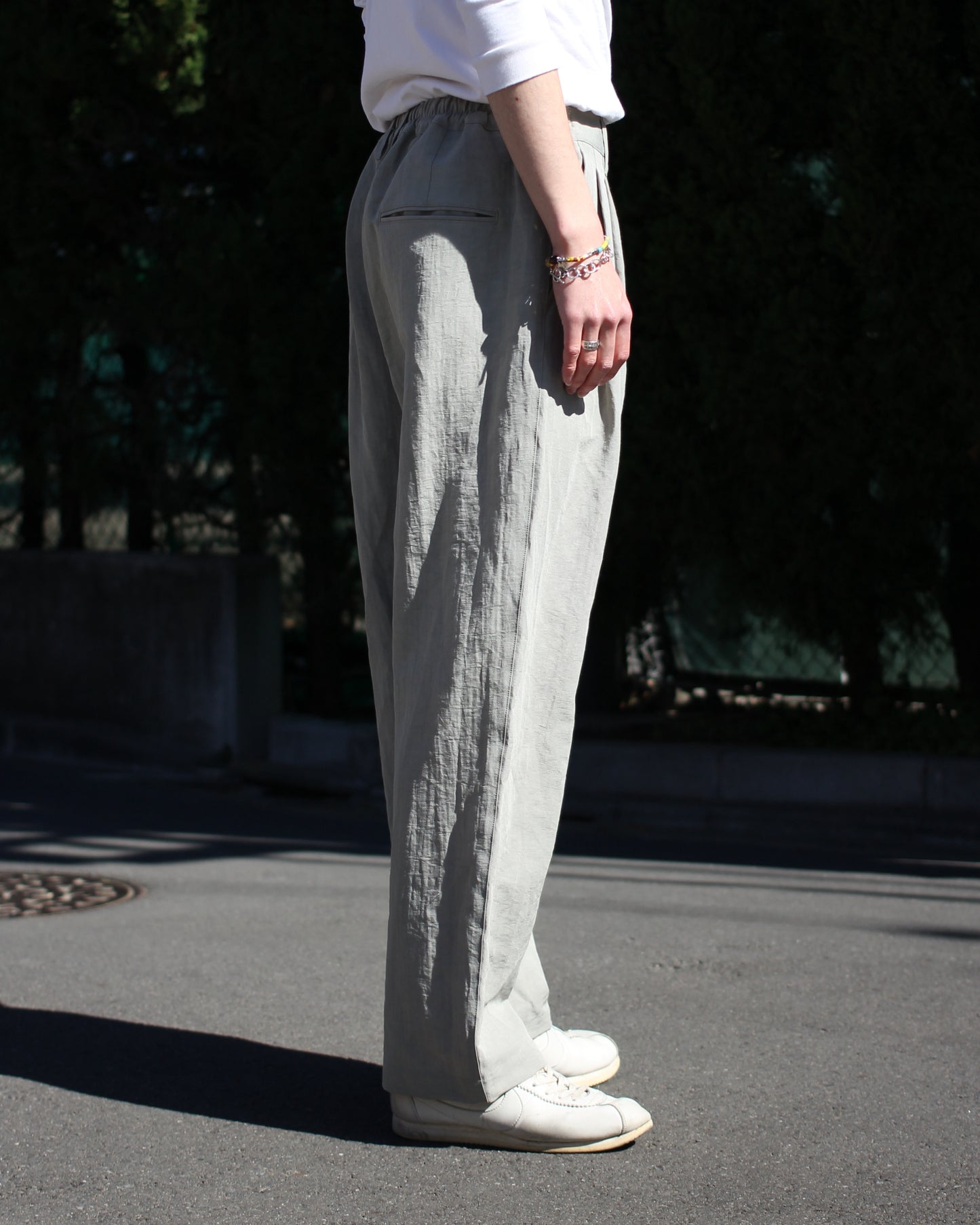 ssstein/LI/NY POPLIN WIDE EASY TROUSERS "BEIGE GREY"