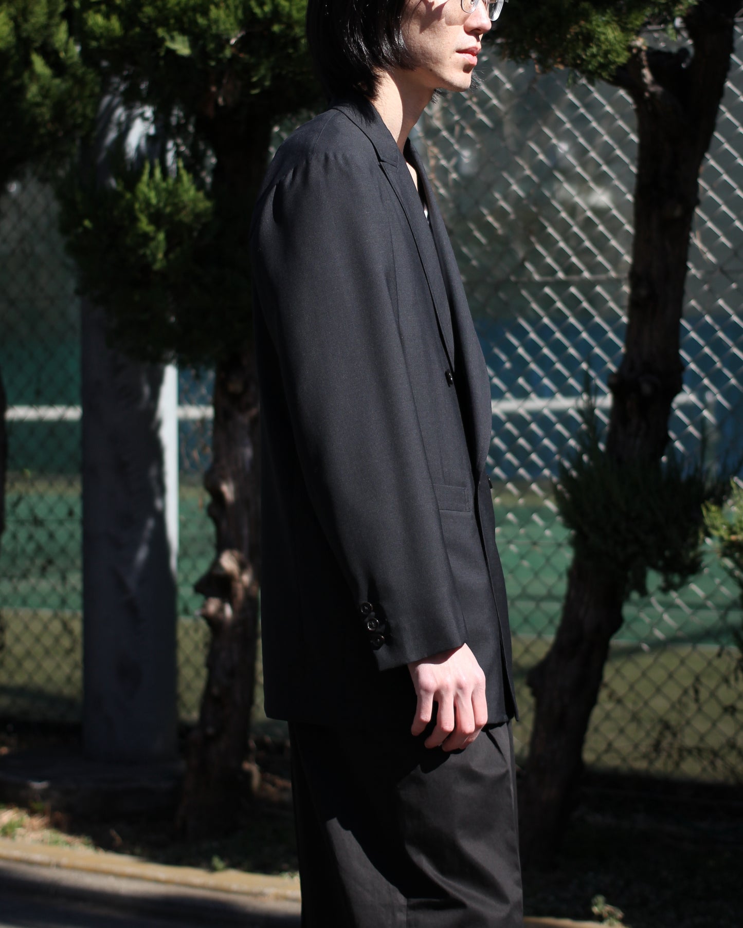 ULTERIOR / SUPER FINE WOOL TROPICAL DB JKT “SHADE BLACK”