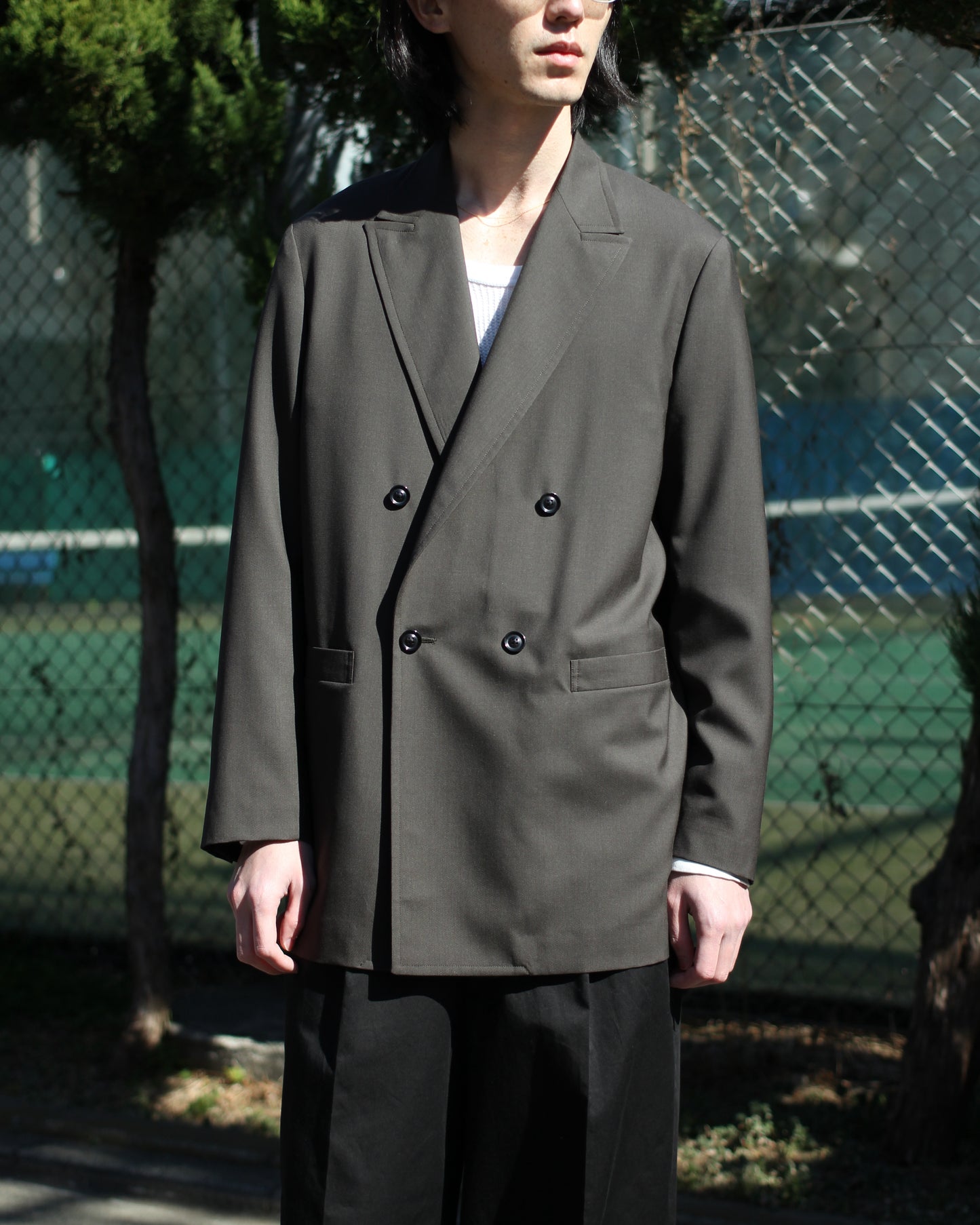 ULTERIOR / SUPER FINE WOOL TROPICAL DB JKT “ROAST BROWN”