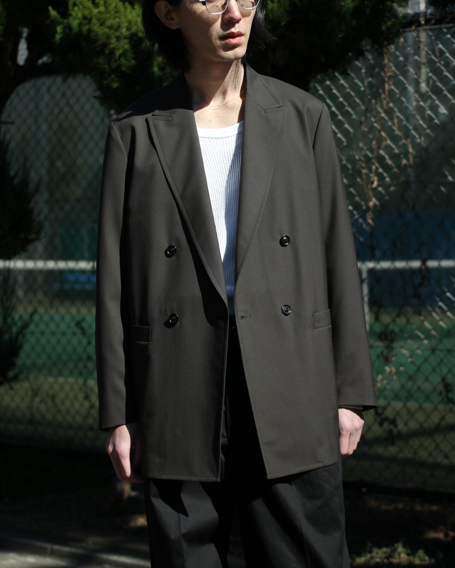 ULTERIOR / SUPER FINE WOOL TROPICAL DB JKT “ROAST BROWN”
