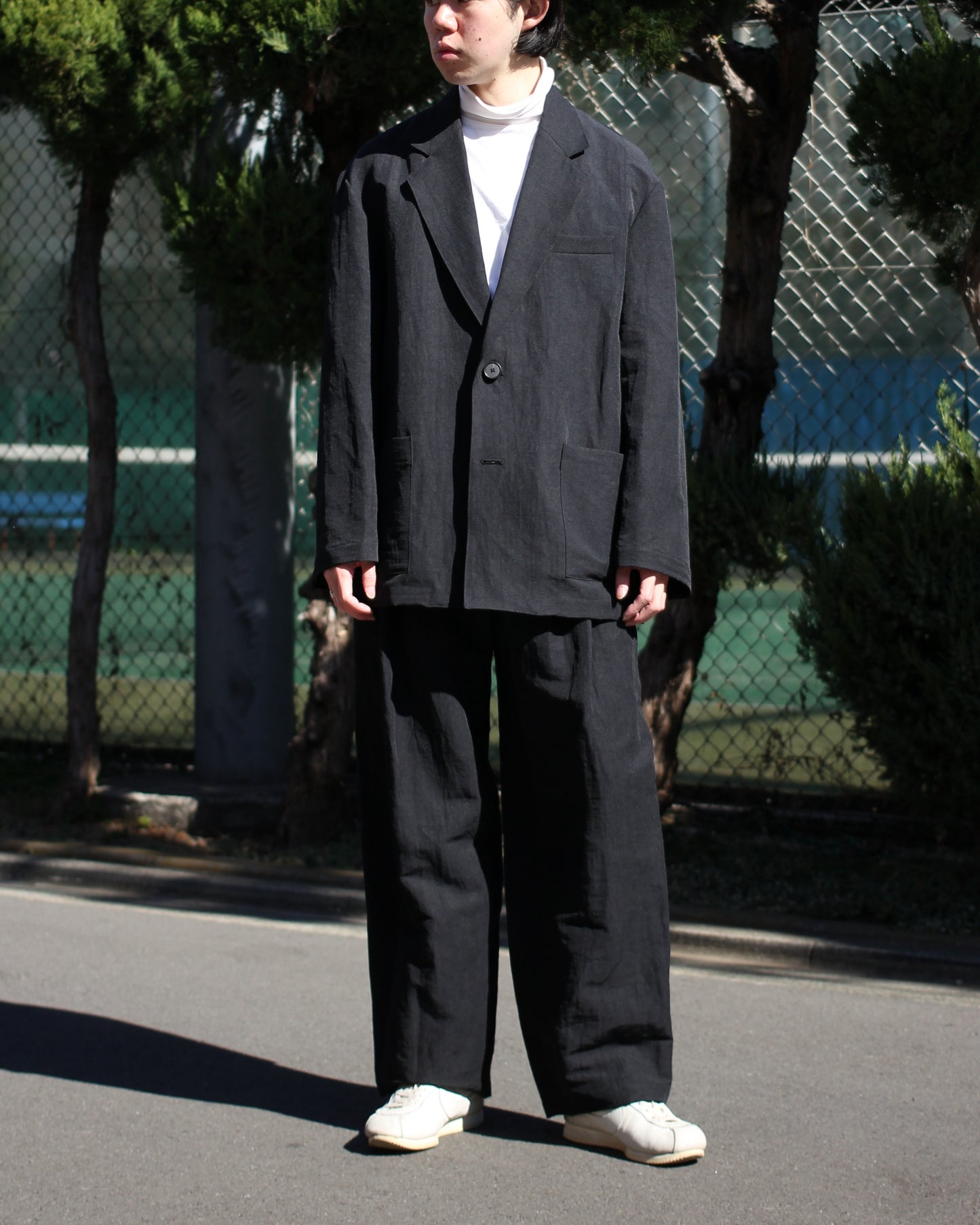 ssstein/LI/NY POPLIN SINGLE BREASTED JACKET "BLACK"