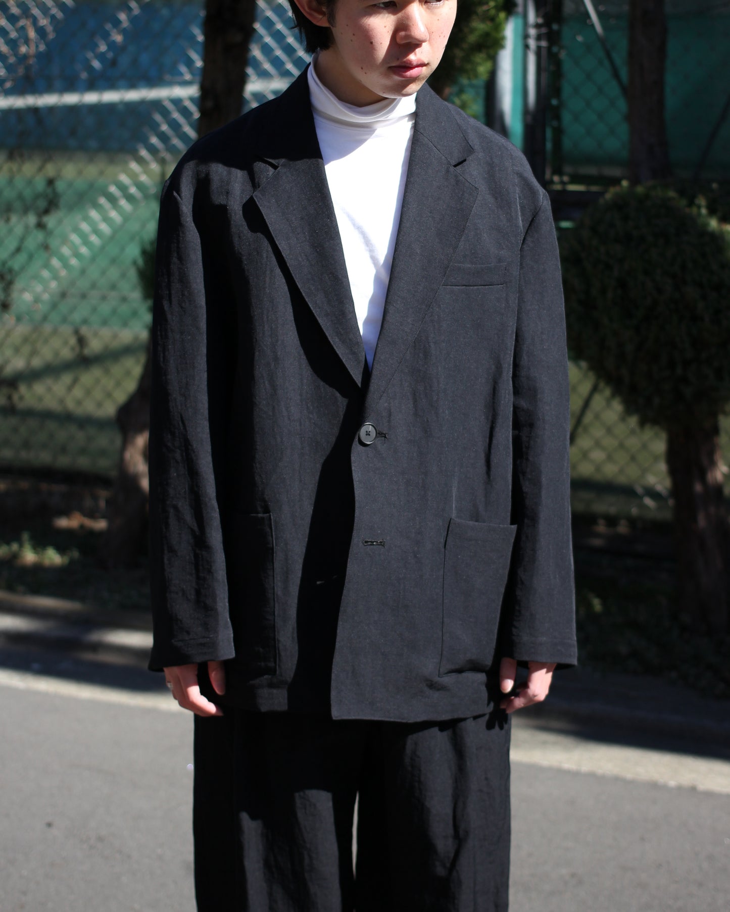 ssstein/LI/NY POPLIN SINGLE BREASTED JACKET "BLACK"