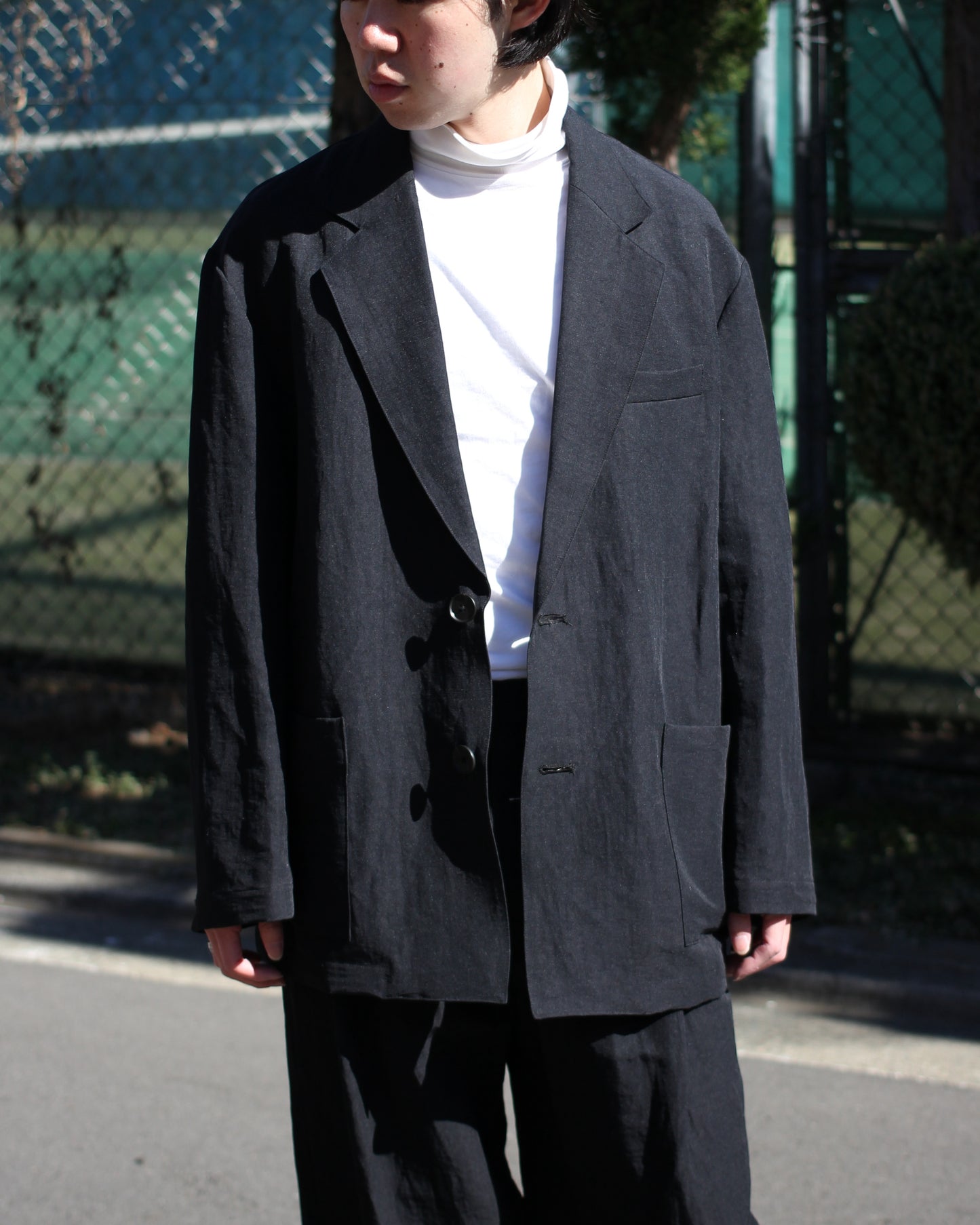 ssstein/LI/NY POPLIN SINGLE BREASTED JACKET "BLACK"