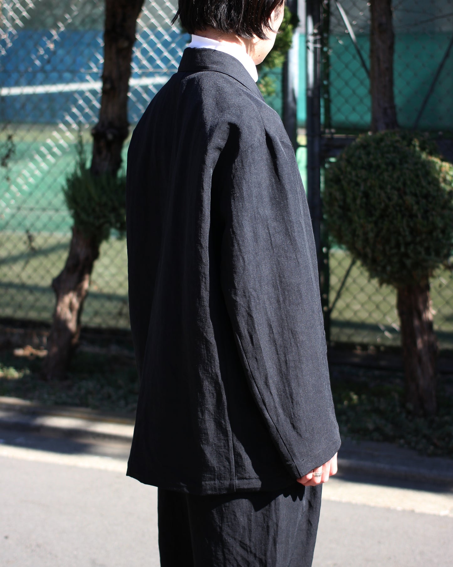 ssstein/LI/NY POPLIN SINGLE BREASTED JACKET "BLACK"