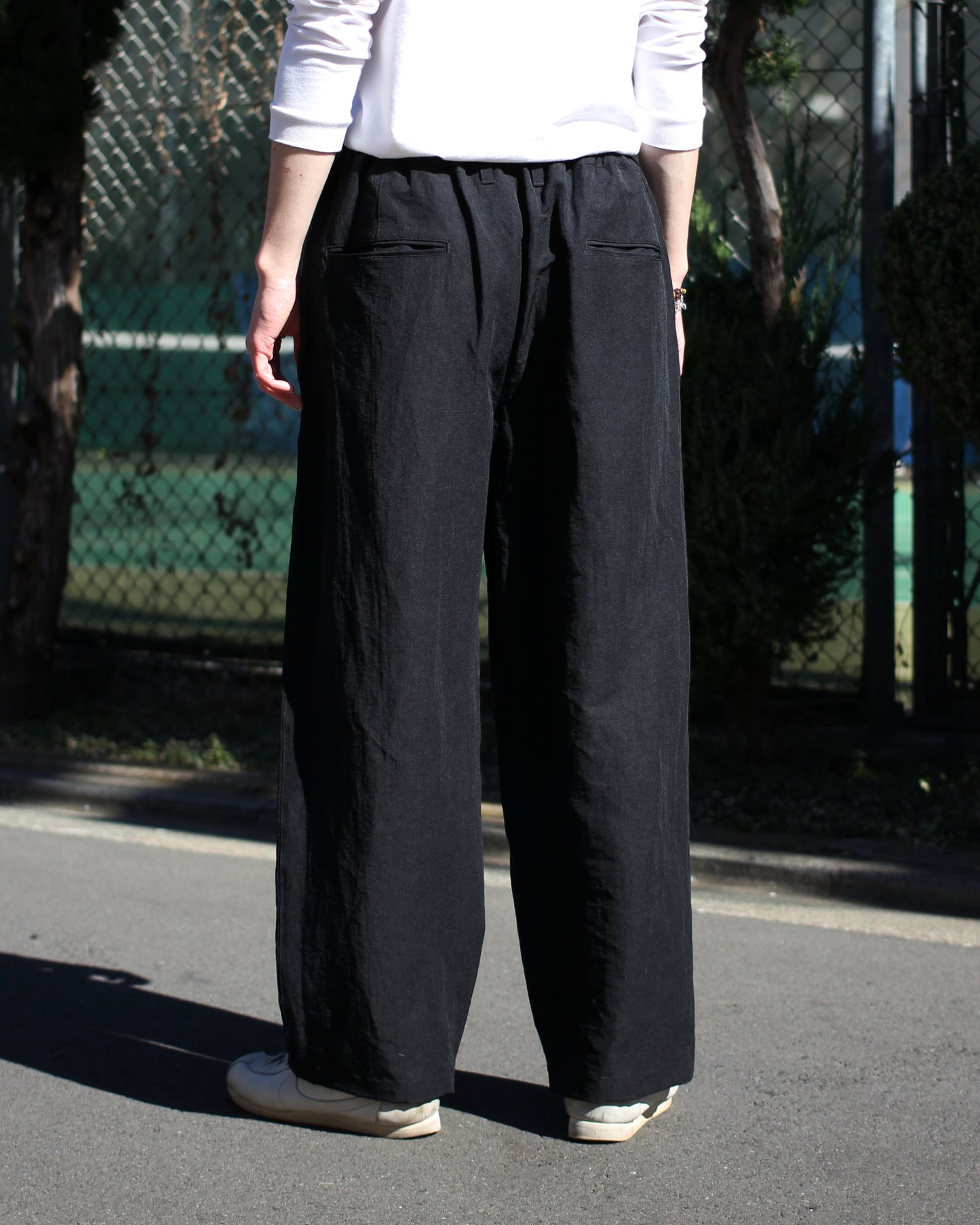 ssstein/LI/NY POPLIN WIDE EASY TROUSERS "BLACK"