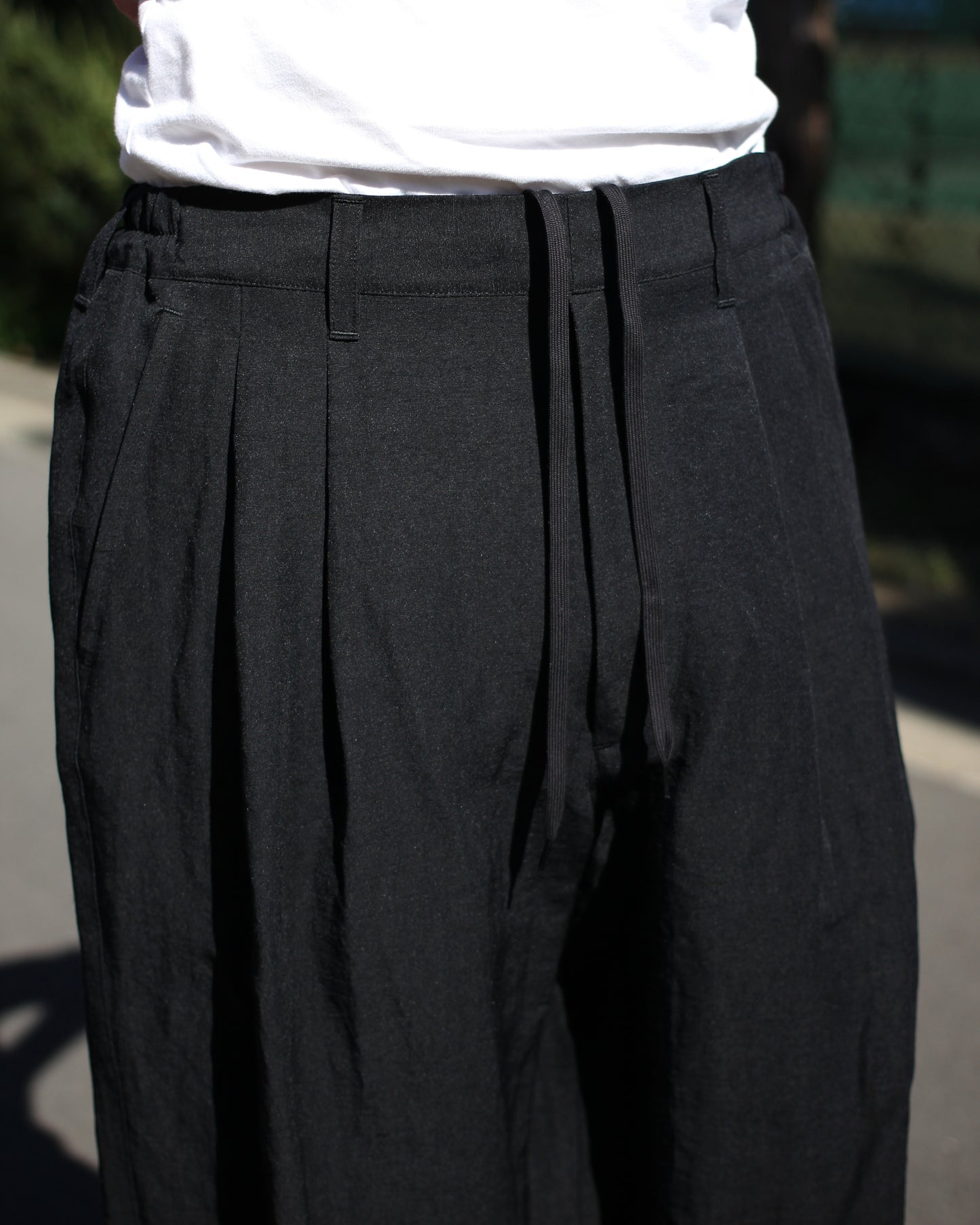 ssstein/LI/NY POPLIN WIDE EASY TROUSERS "BLACK"