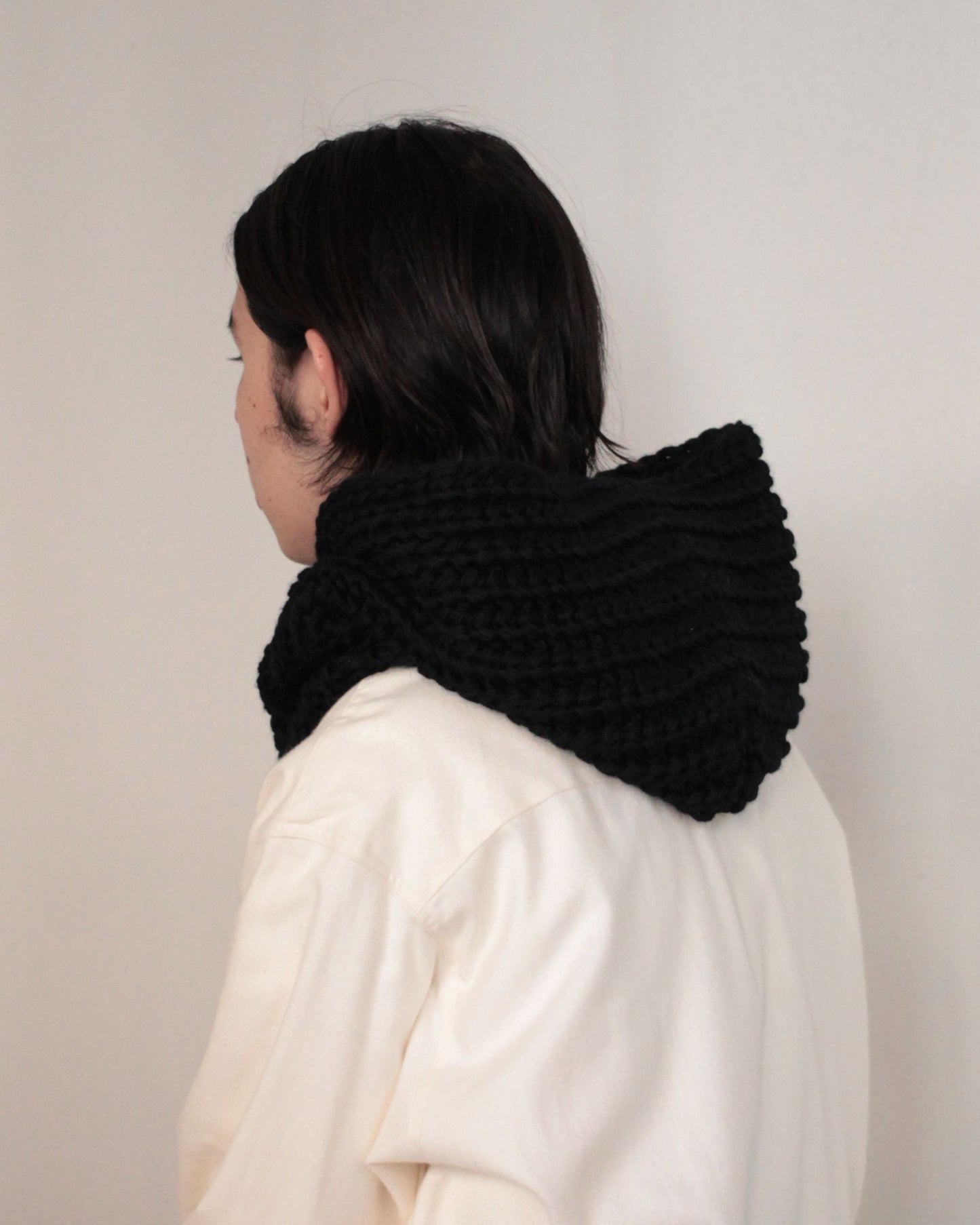 kijimatakayuki / WOOL KNIT HOOD "BLACK"