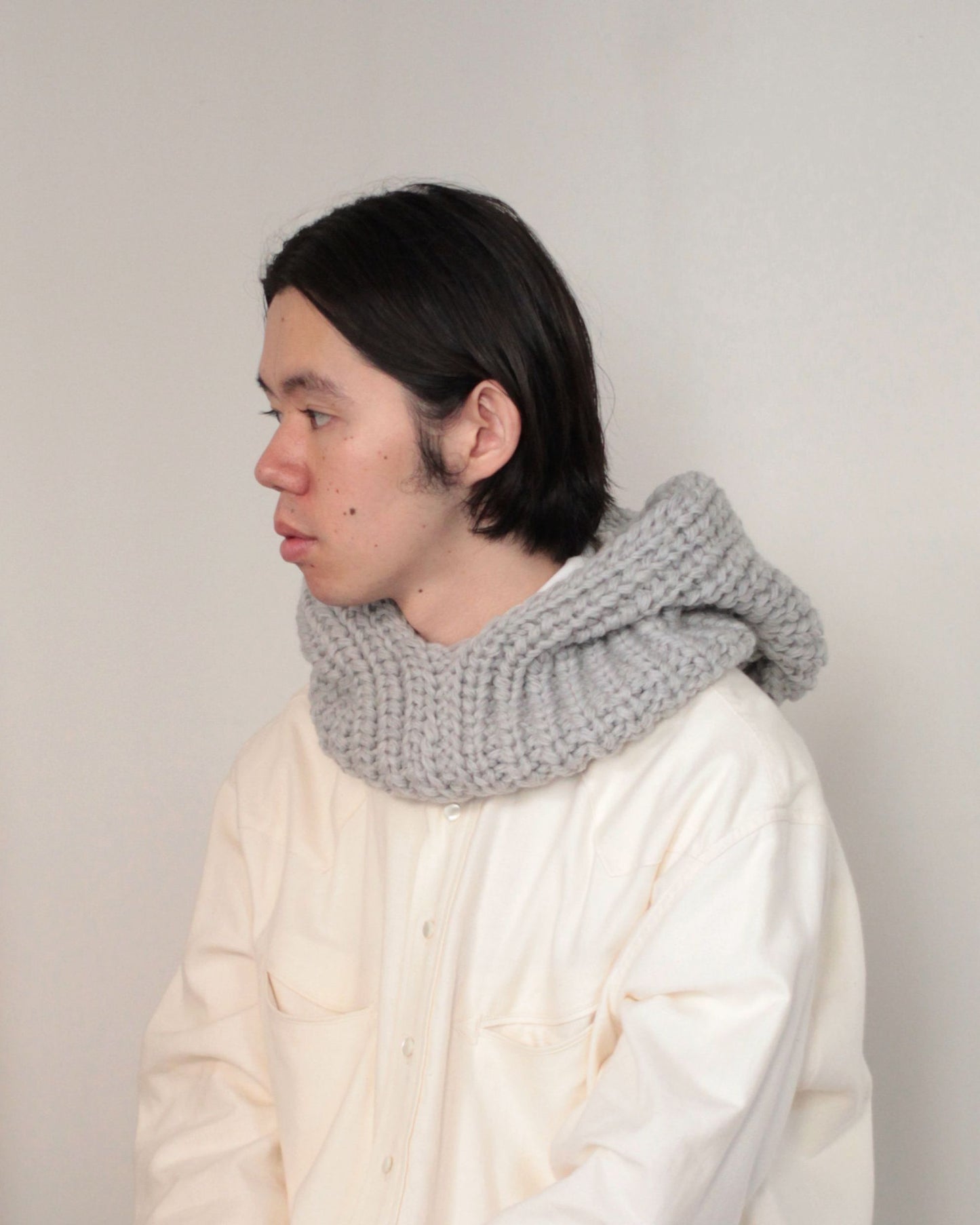 kijimatakayuki / WOOL KNIT HOOD "GRAY"
