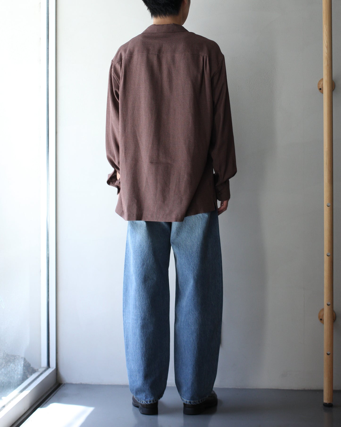 ULTERIOR / RAYON LINEN CHECK W/P SHIRT “BROWN / BLACK”