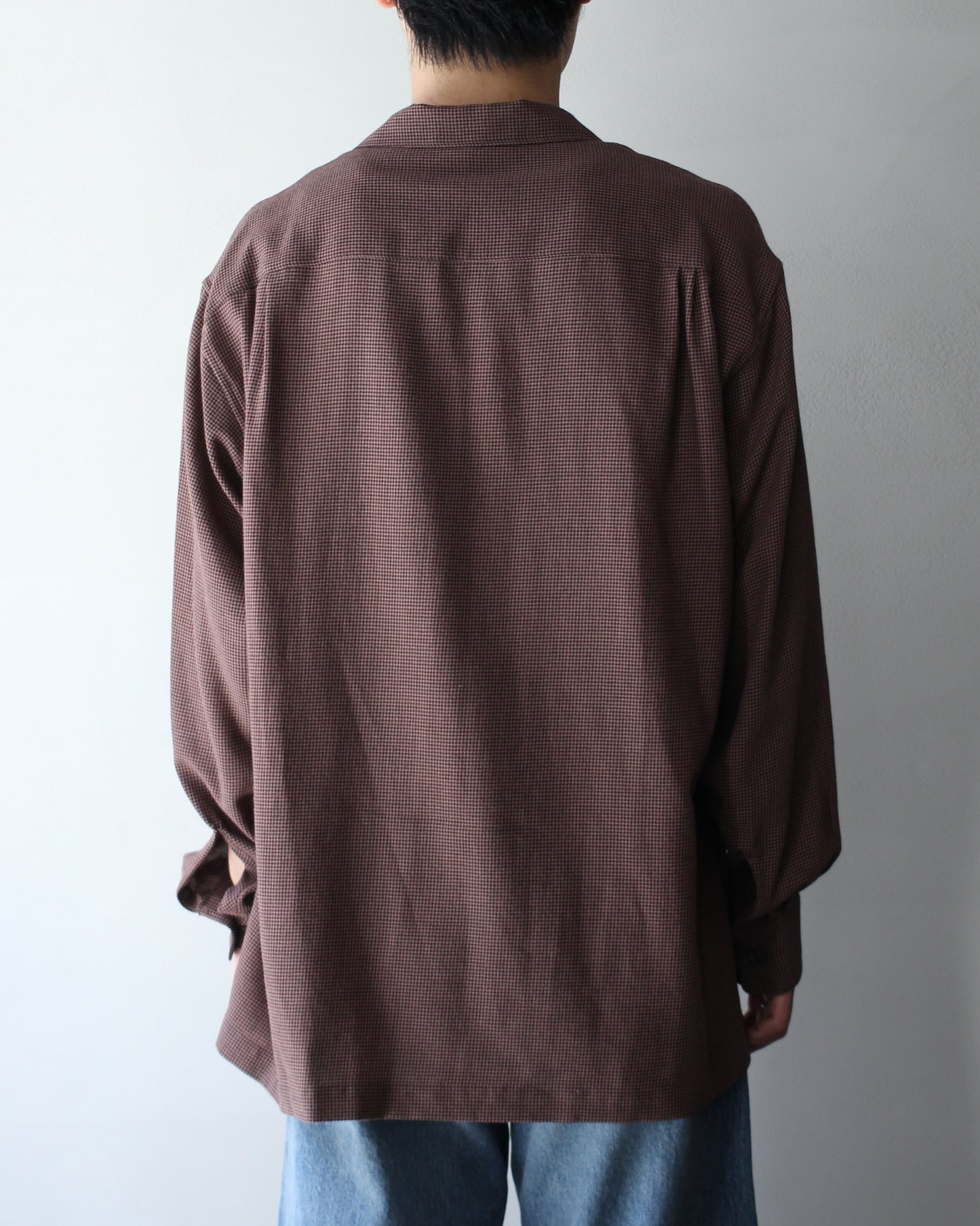 ULTERIOR / RAYON LINEN CHECK W/P SHIRT “BROWN / BLACK”