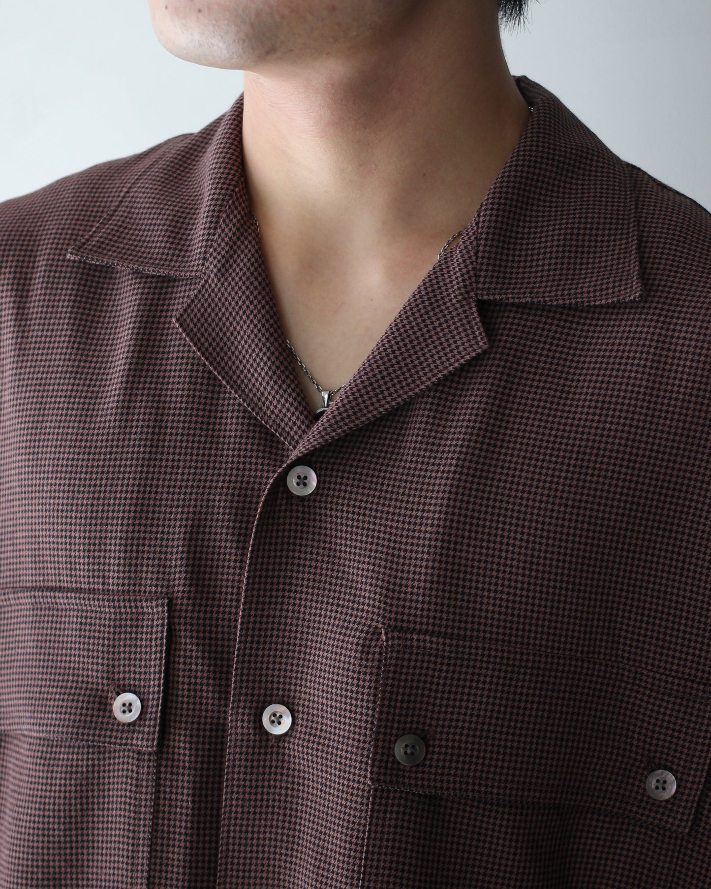ULTERIOR / RAYON LINEN CHECK W/P SHIRT “BROWN / BLACK”