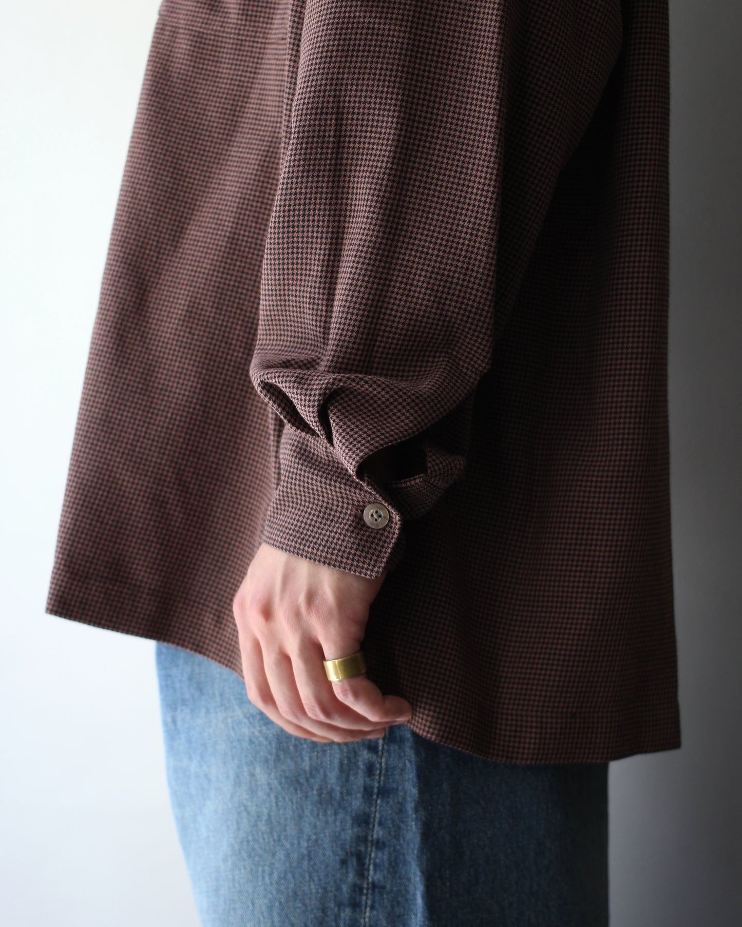 ULTERIOR / RAYON LINEN CHECK W/P SHIRT “BROWN / BLACK”