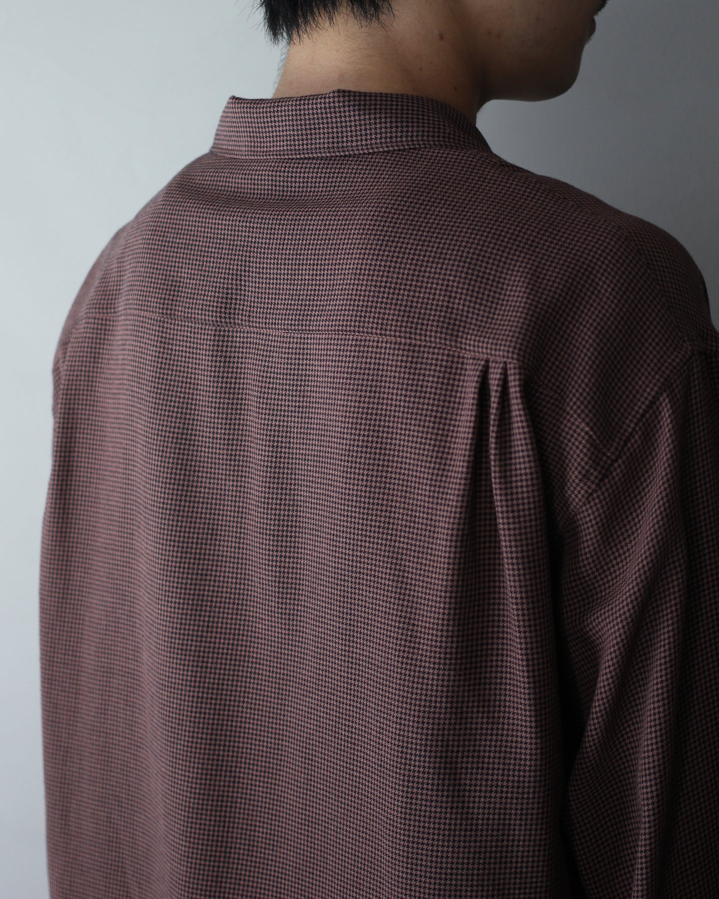ULTERIOR / RAYON LINEN CHECK W/P SHIRT “BROWN / BLACK”