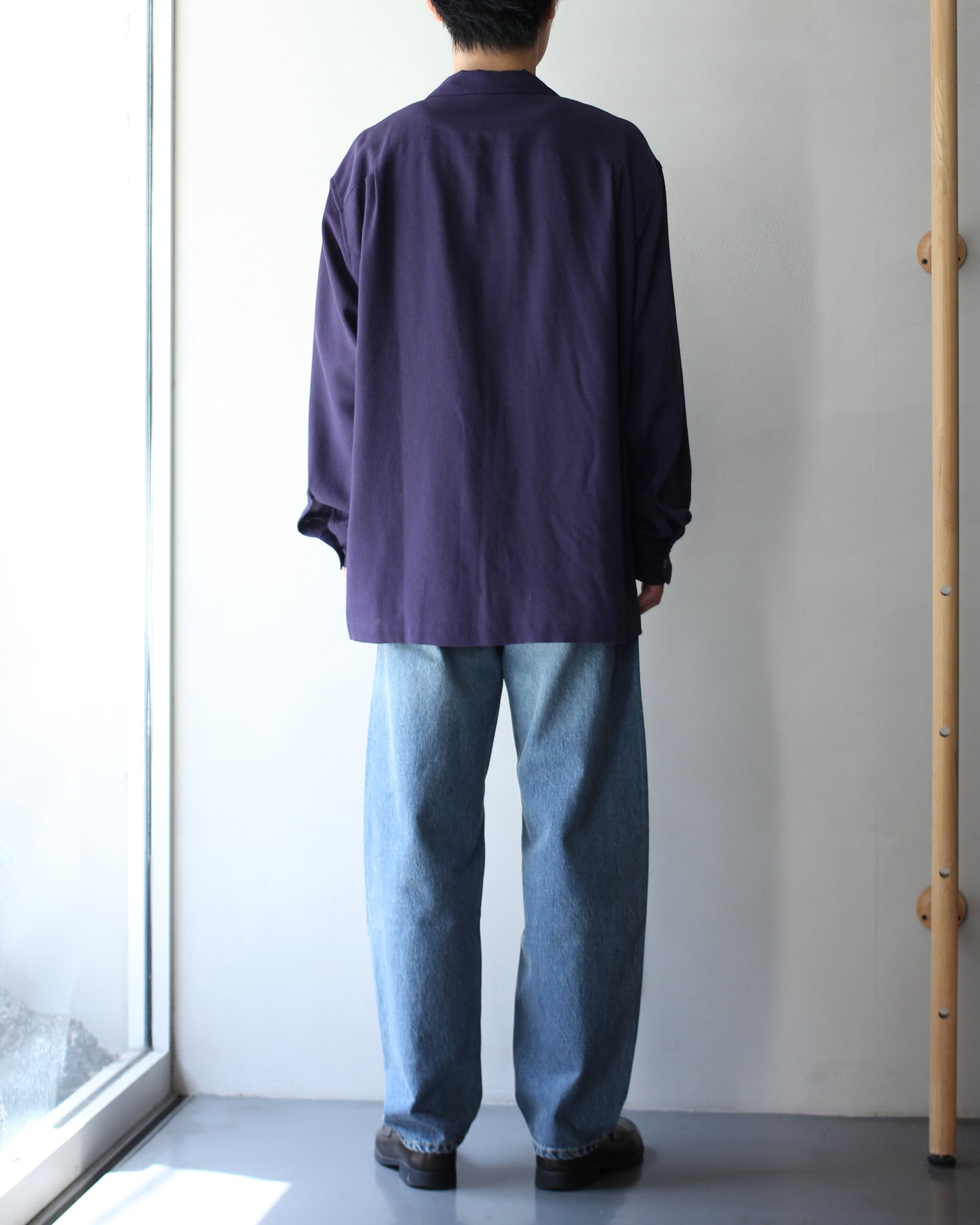 ULTERIOR / RAYON LINEN CHECK W/P SHIRT “BLUE / BROWN”