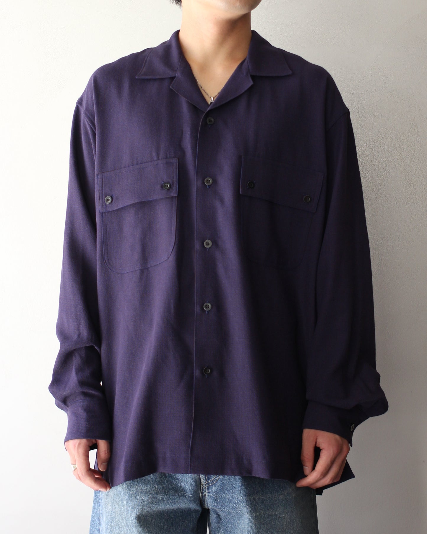 ULTERIOR / RAYON LINEN CHECK W/P SHIRT “BLUE / BROWN”