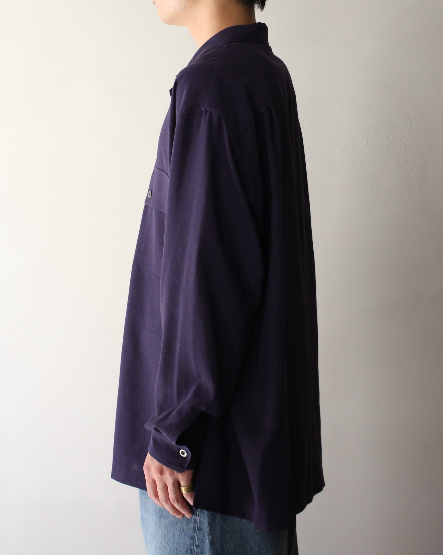 ULTERIOR / RAYON LINEN CHECK W/P SHIRT “BLUE / BROWN”
