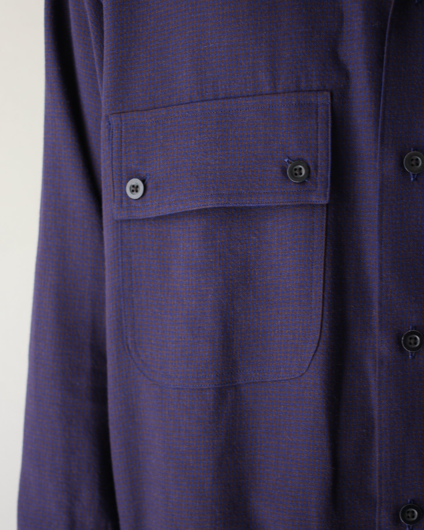 ULTERIOR / RAYON LINEN CHECK W/P SHIRT “BLUE / BROWN”