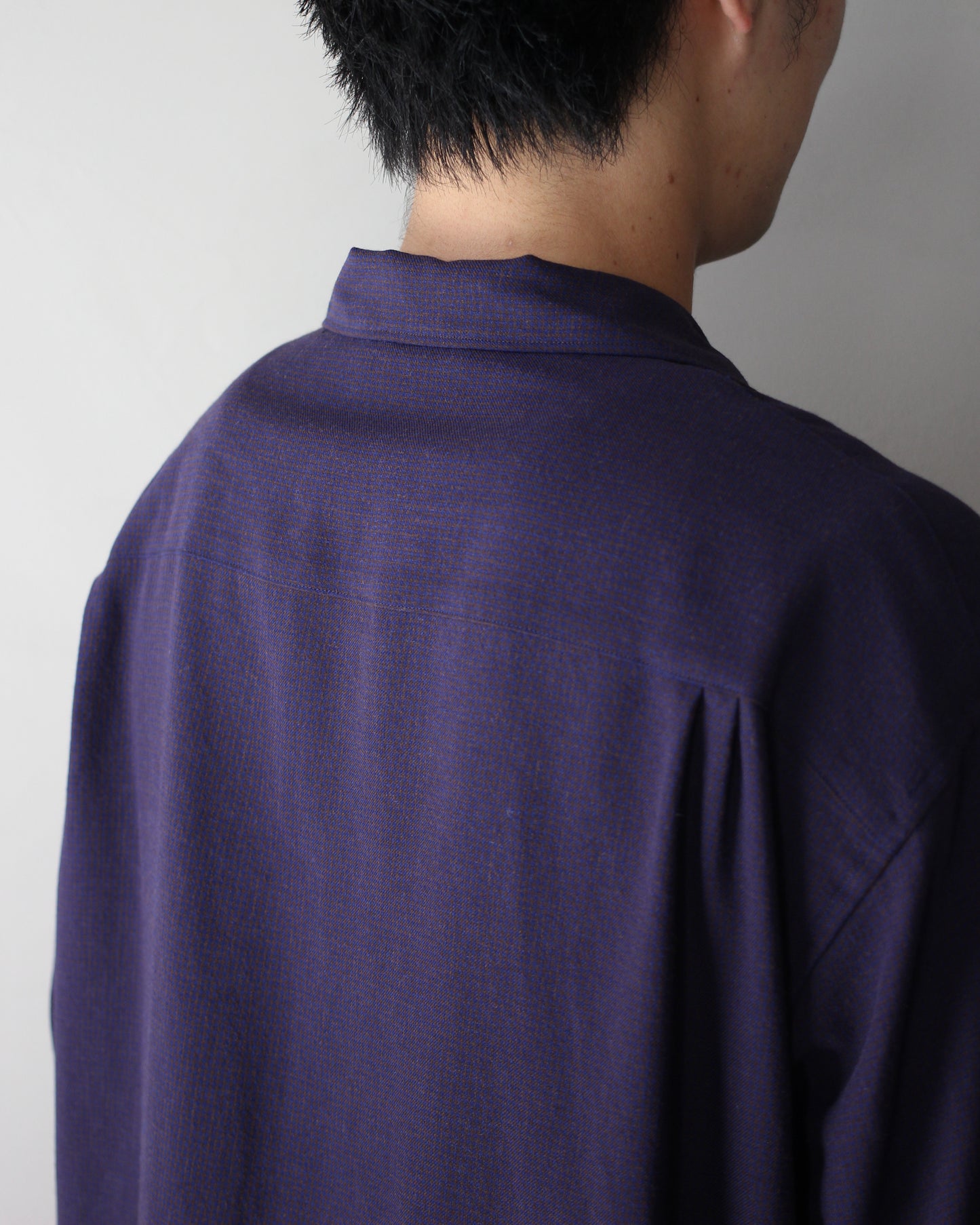 ULTERIOR / RAYON LINEN CHECK W/P SHIRT “BLUE / BROWN”