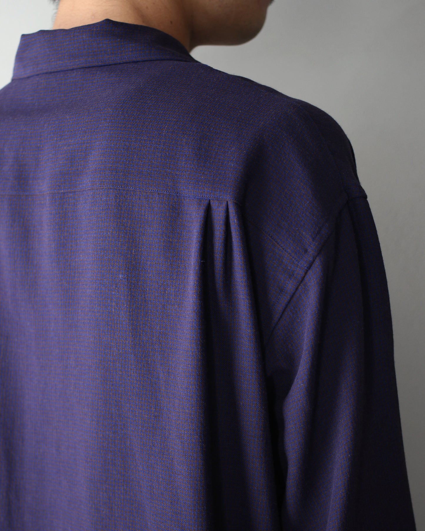 ULTERIOR / RAYON LINEN CHECK W/P SHIRT “BLUE / BROWN”