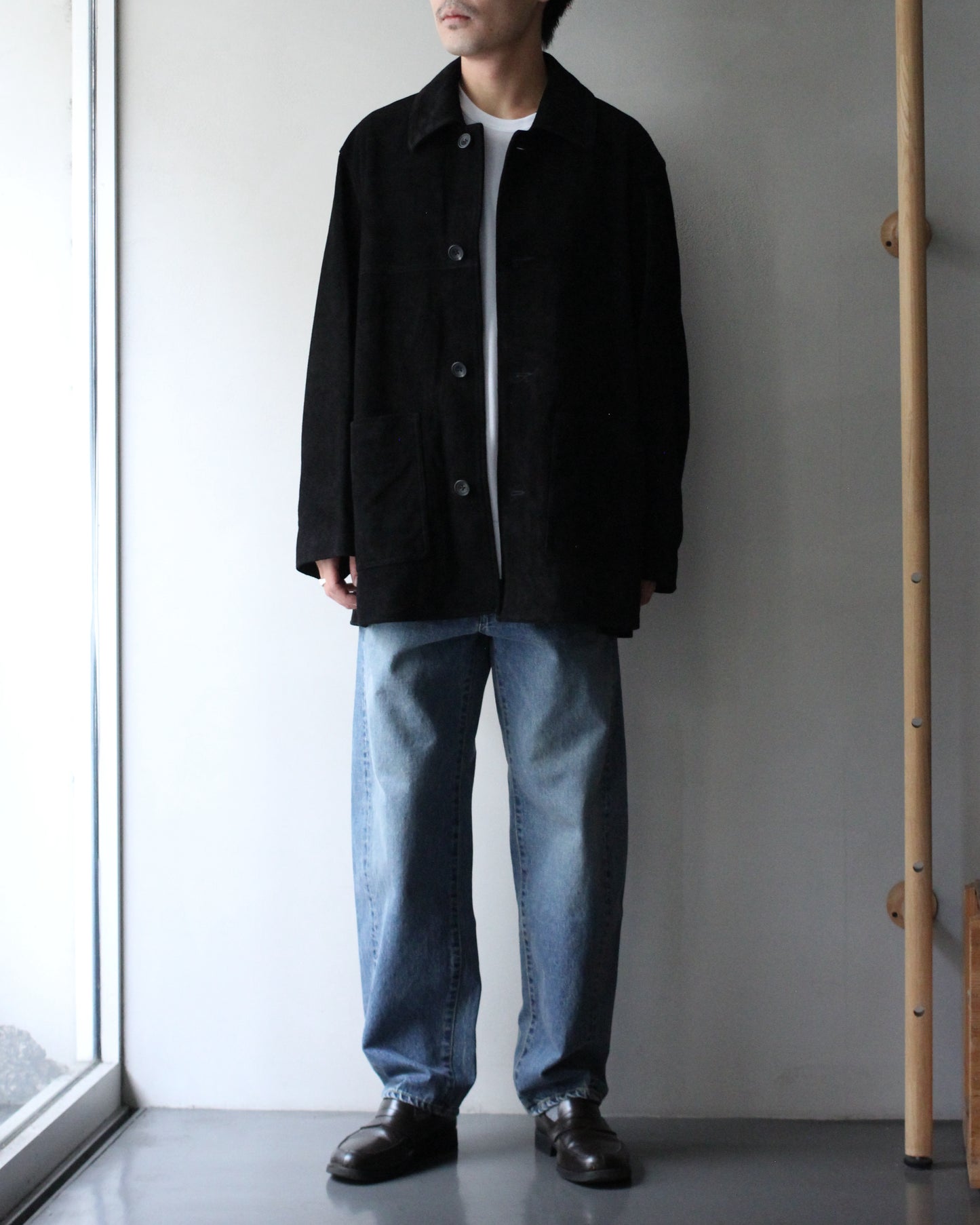 ssstein/COW SUEDE CAR JACKET" BLACK"