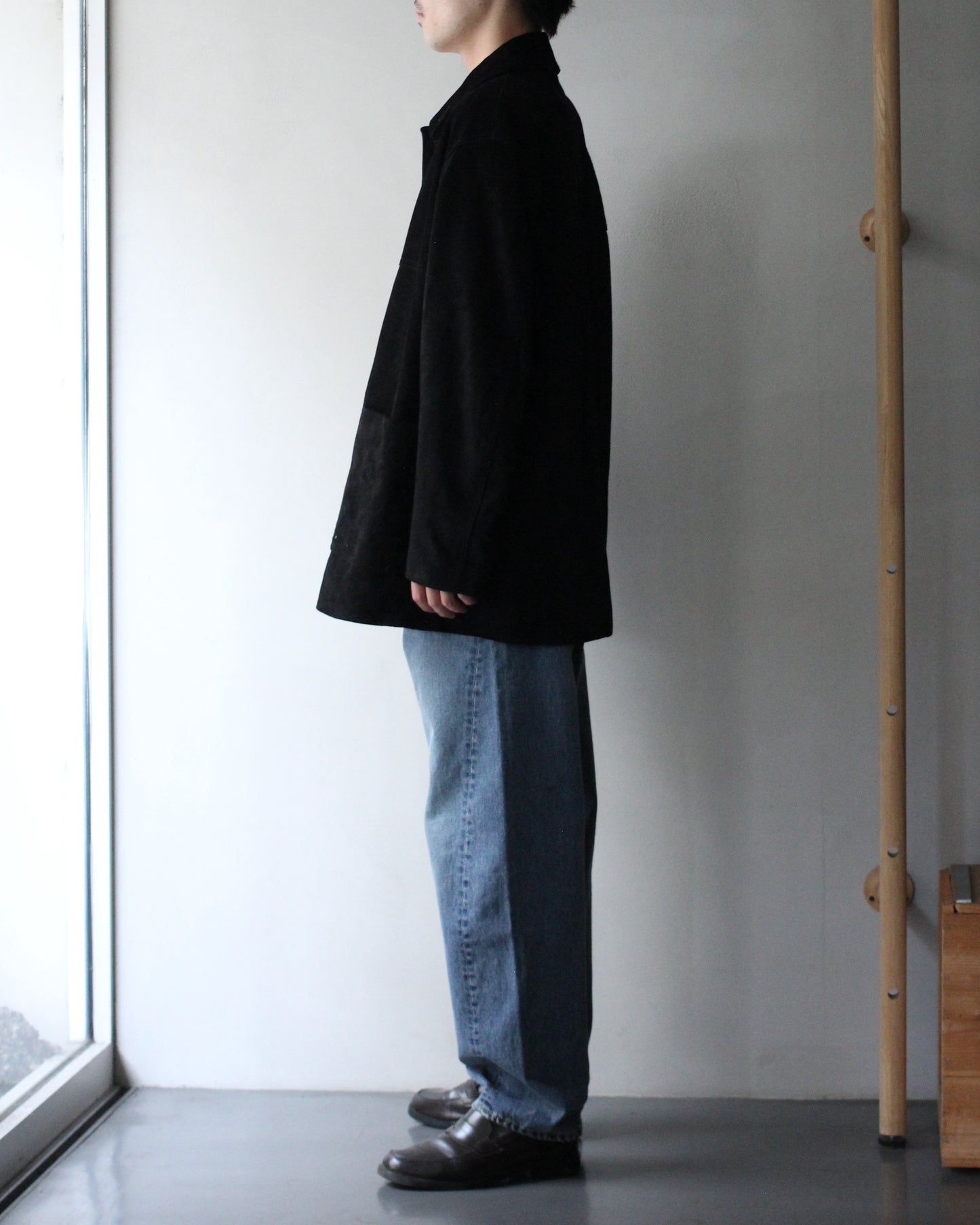 ssstein/COW SUEDE CAR JACKET" BLACK"
