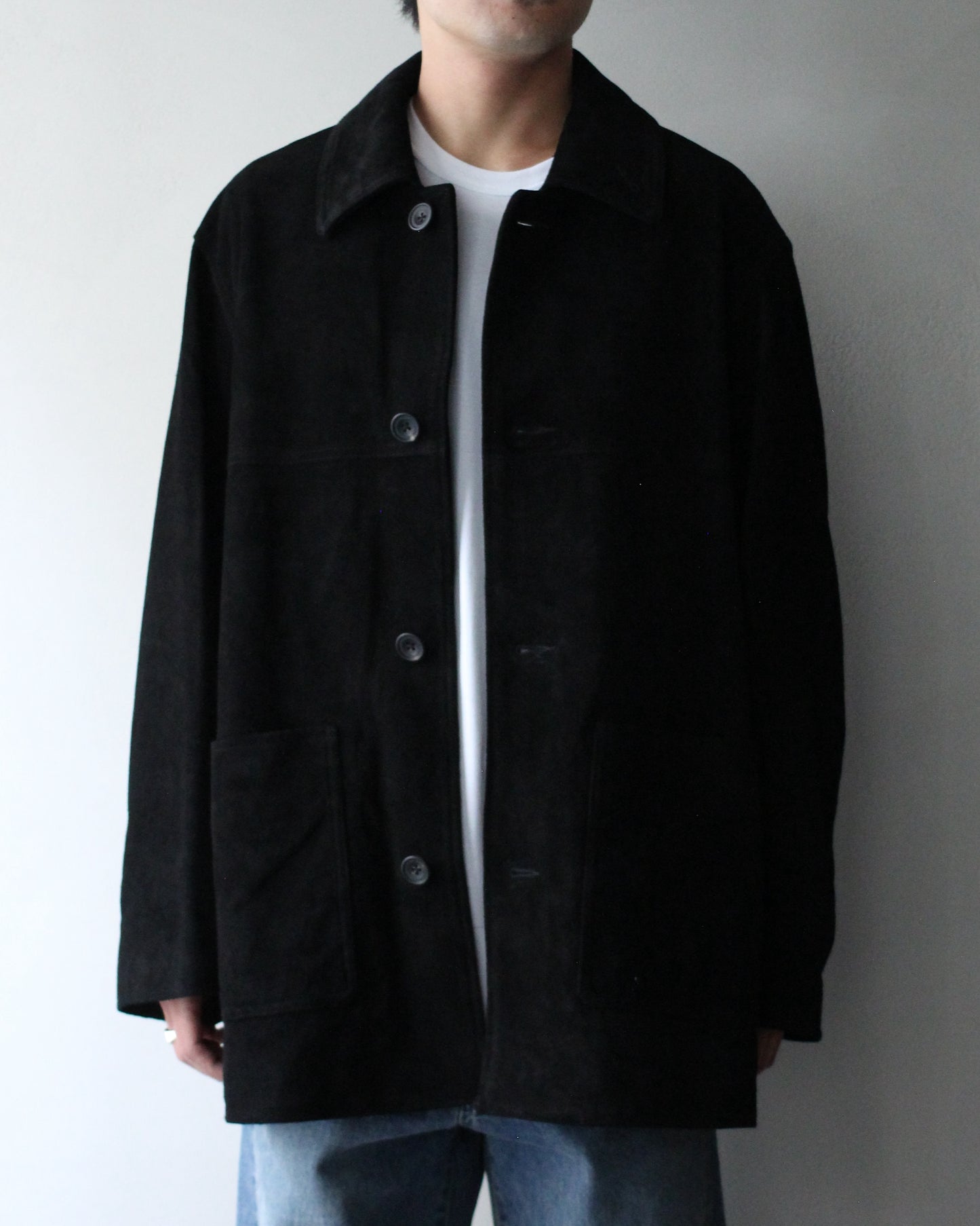 ssstein/COW SUEDE CAR JACKET" BLACK"